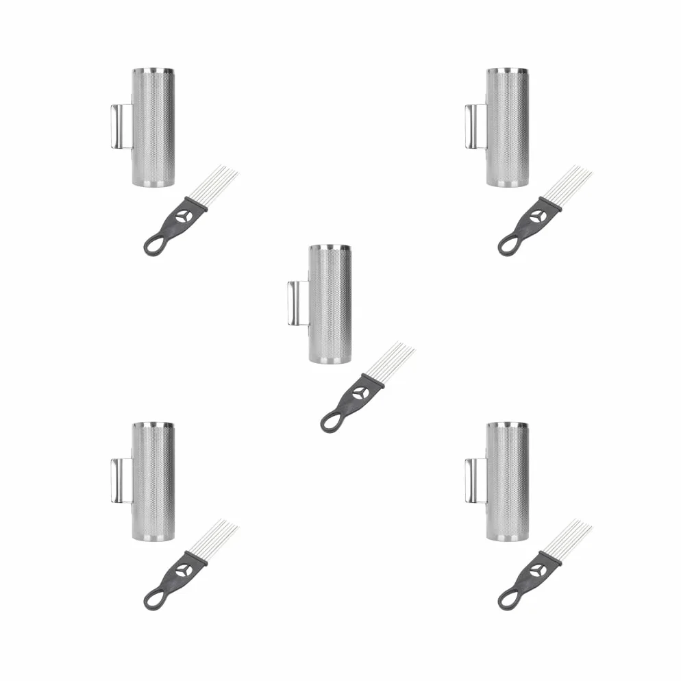 Guiro - Set di 5 strumenti a percussione a mano leggeri per performance dal vivo, 25 x 7,5 cm, argento
