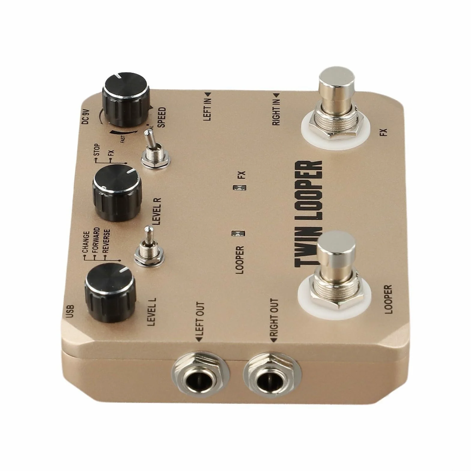 Pedale compatto Rowin Twin Looper per chitarre elettriche con 11 modalità di loop e funzioni di riproduzione reversibili