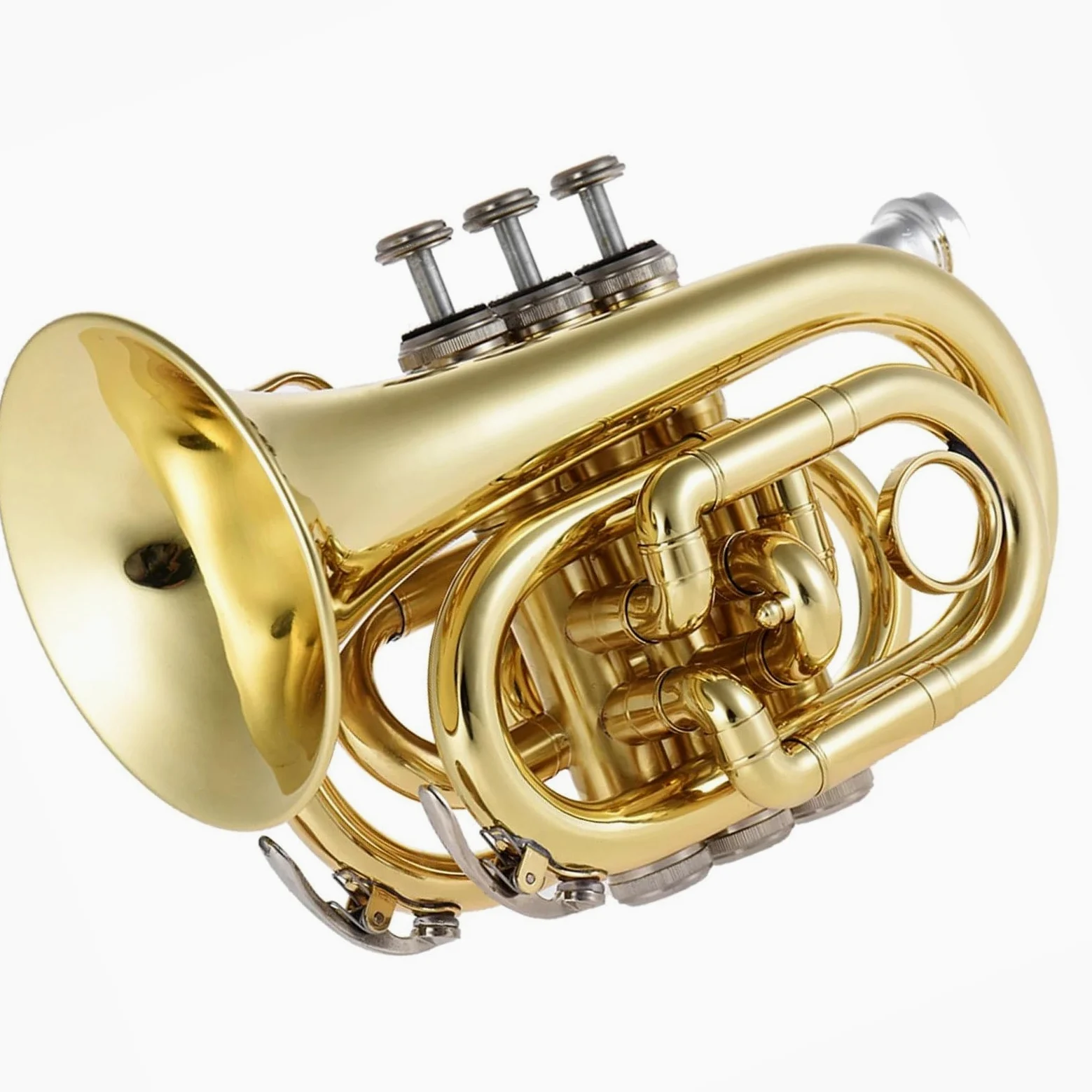 Trombette Mini Tromba Tascabile Sib Flat Strumento A Fiato In OttoneGuanti Panno Custodia Per Il Trasporto Strumento Tromba In Ottone