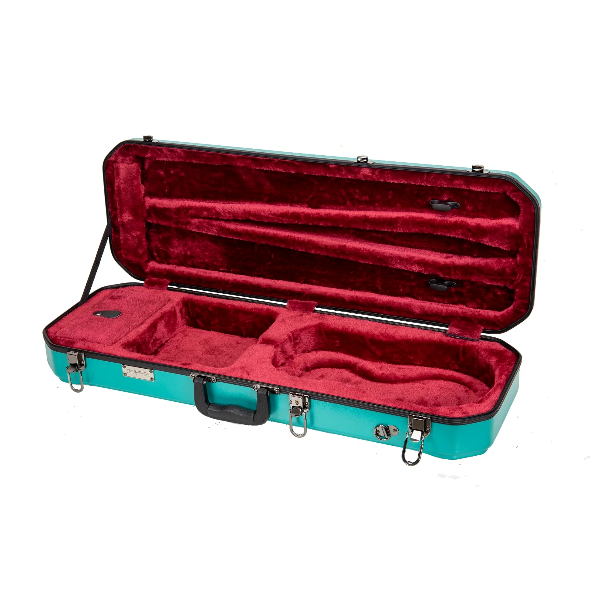 Crossrock Custodia oblunga per violino 4/4, include scomparto interno, 2 supporti per archetto, blocco di sicurezza e cinghie staccabili, colore blu menta (CRA860VFMB-R)