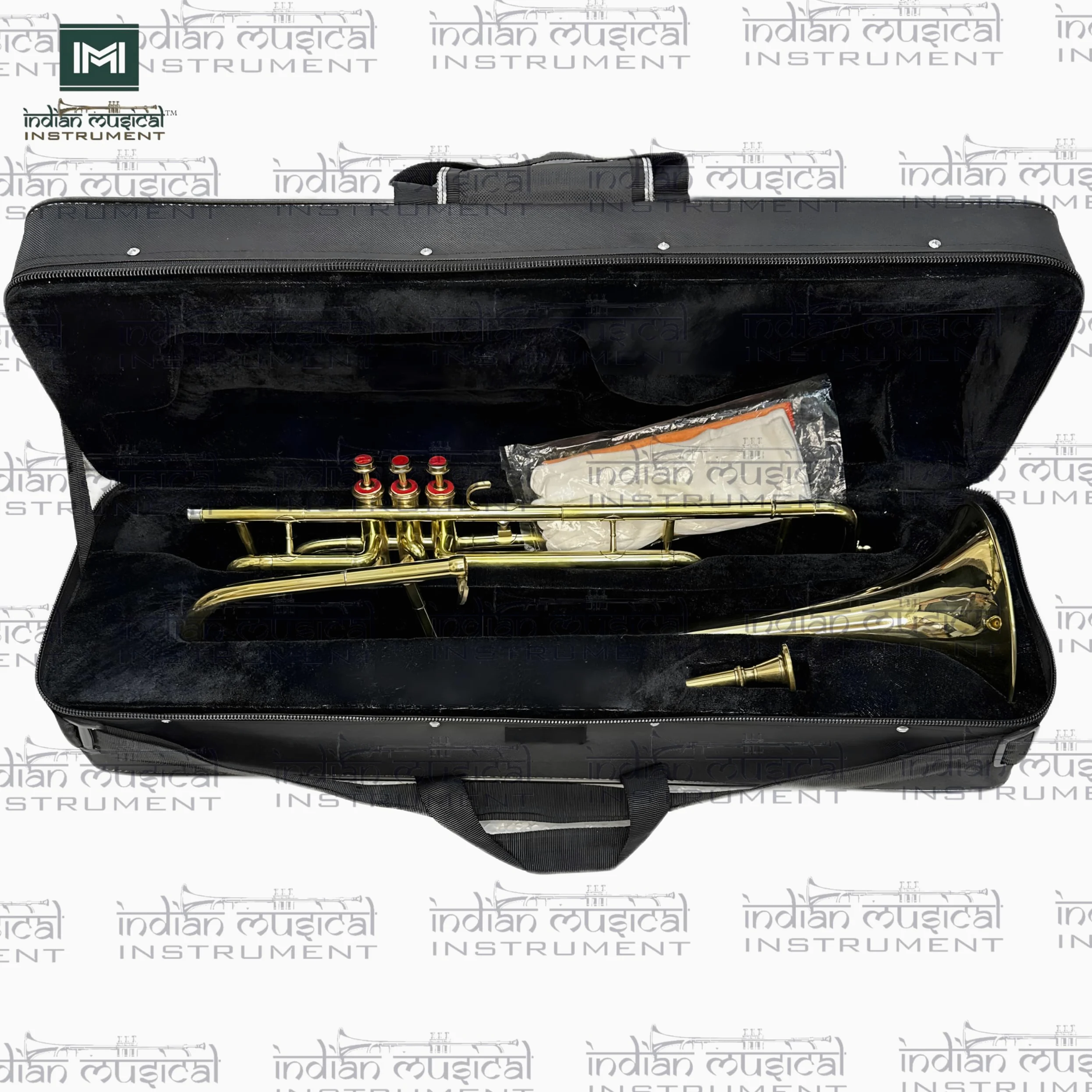 Valvola trombone, passo BB, qualità in ottone con custodia per il trasporto e bocchino incluso (oro)