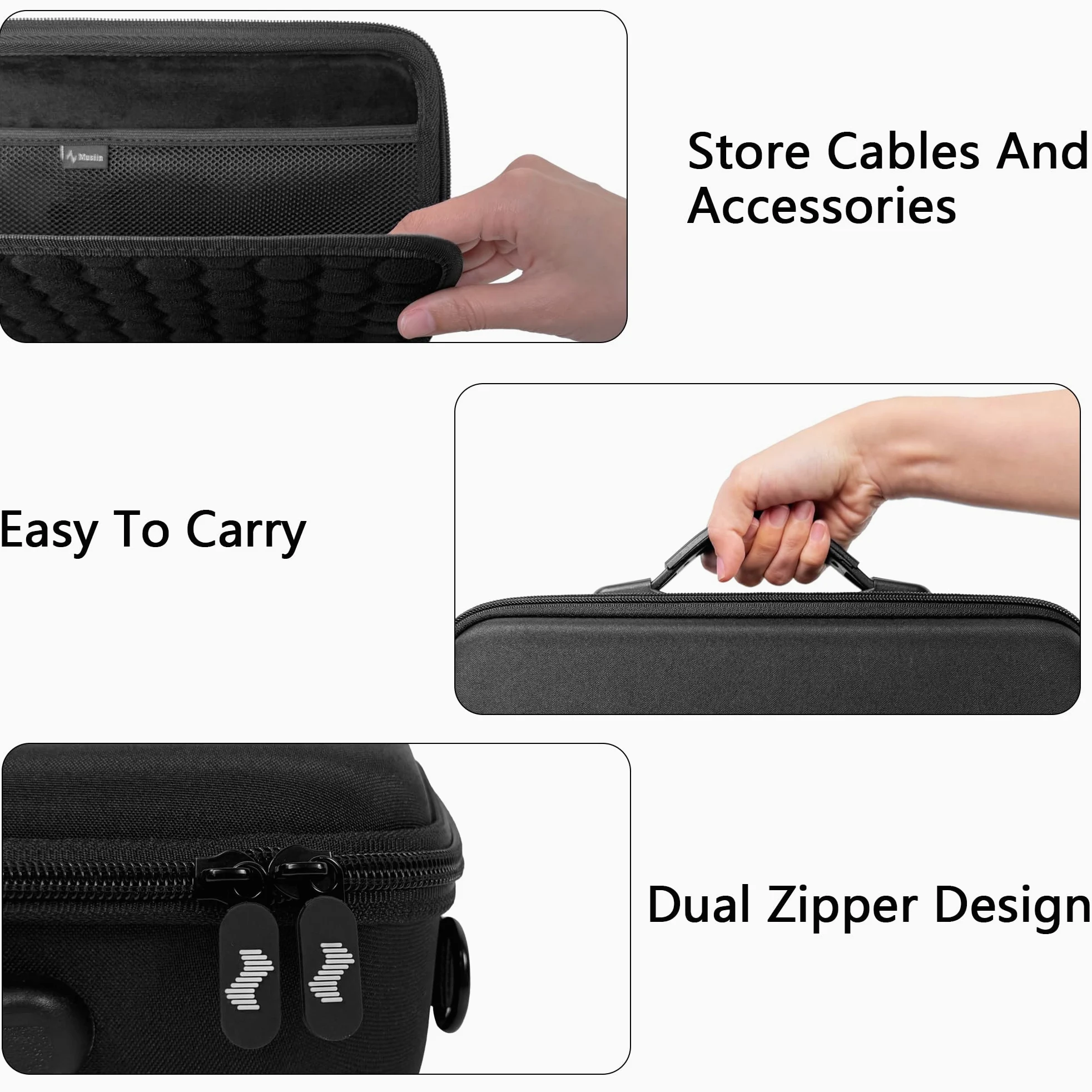 Musiin Custodia per mixer audio compatibile con Zoom Live Trak L6 MAX, interni personalizzati, design a doppia cerniera, tasca superiore in rete, maniglia e tracolla, per studio, viaggi e spettacoli