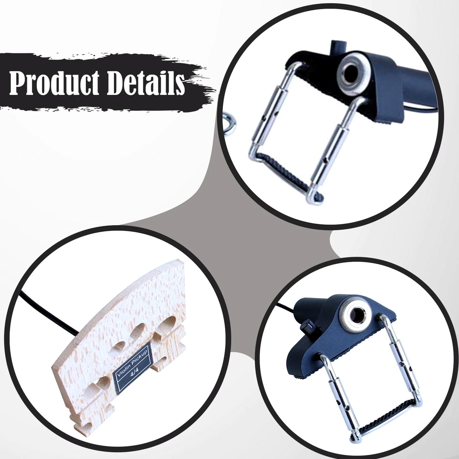 F Fityle Pickup per violino, pickup per microfono a contatto piezoelettrico professionale con jack di uscita, controllo del volume passivo per insegnare lo