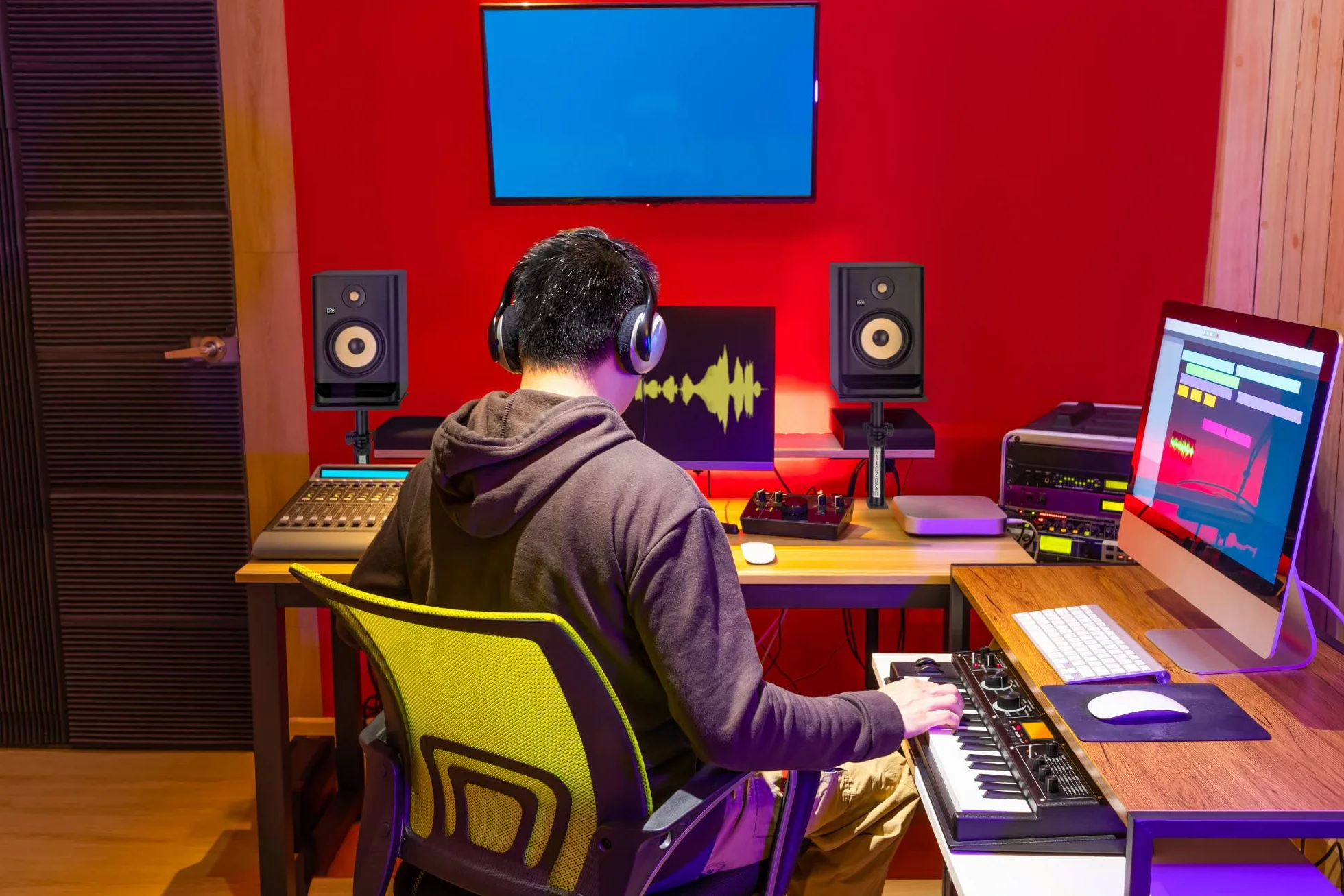 Pronomic SLS-36K BK Coppia di Supporti da Tavolo con Morsetto per Monitor da Studio - Molto Salvaspazio - Regolabile in Altezza da 24,5 cm a 41,5 cm - Piano con Fascia a Strappo - Nero