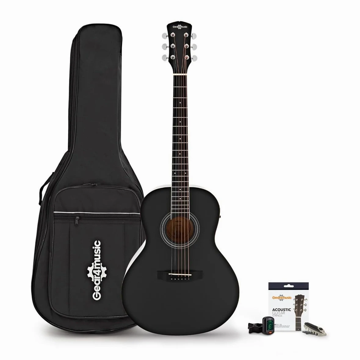Chitarra Parlour Mancina Elettroacustica e Accessori, Nero | Mancina con Preamplificatore EQ 3 Bande, Tiglio per Toni Chiari ed Equilibrati, Borsa Corde Accordatore e Capotasto, Nero