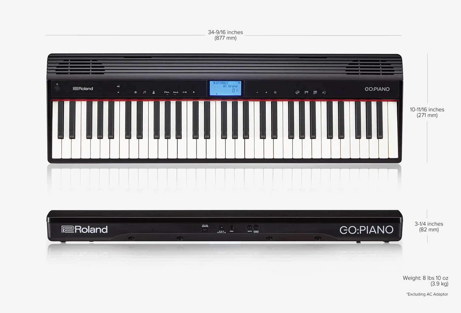 Roland Go:Piano GO-61P Piano Digitale, Connessione Wireless allo Smartphone, Nero
