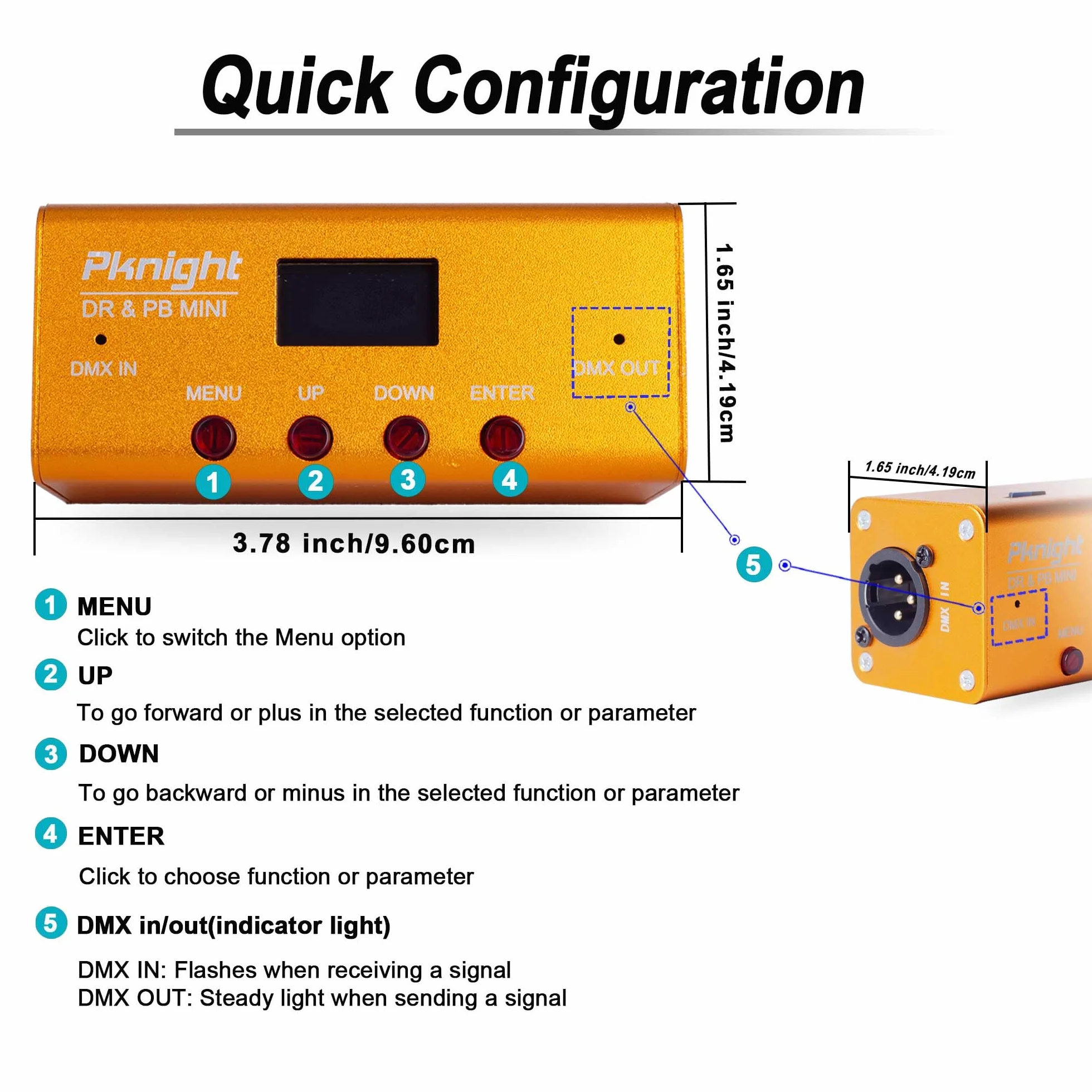 Pknight Registratore DMX e controller di riproduzione 1 universo DR & PB MINI (DR & PB MINI)