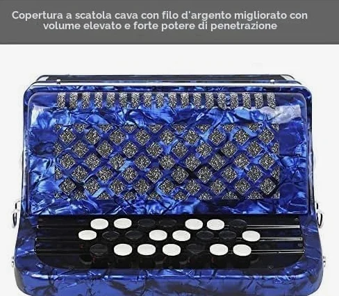 Fisarmonica in legno massello, 22 tasti, 8 bassi, fisarmonica per principianti e professionisti, colore: rosso