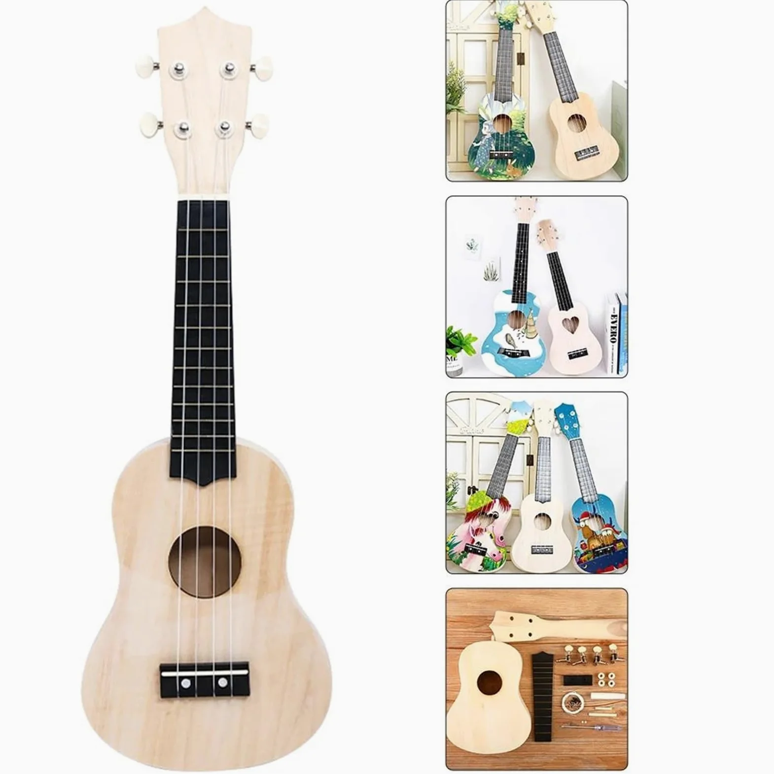 Ukulele Adulti Set Di Strumenti A Corda Per Ukulele In Legno Per Principianti