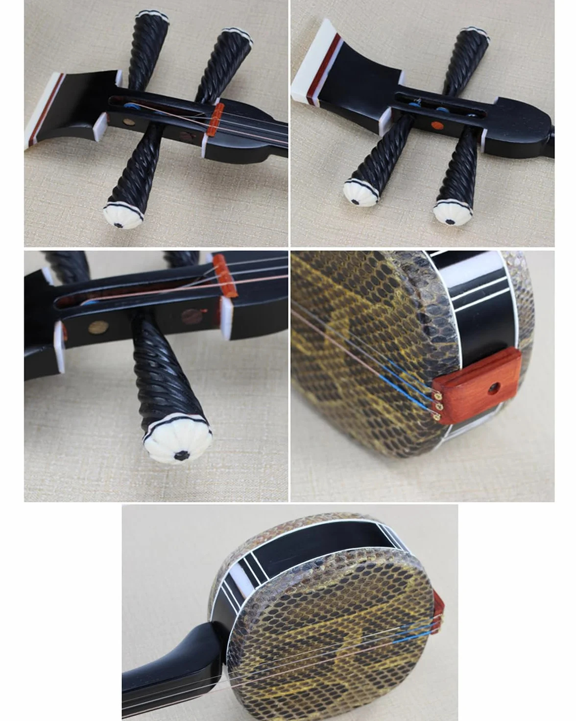 Chitarra Tradizionale Cinese a 3 Corde Sanxian, Strumento Cinese per Principianti, artisti Black S