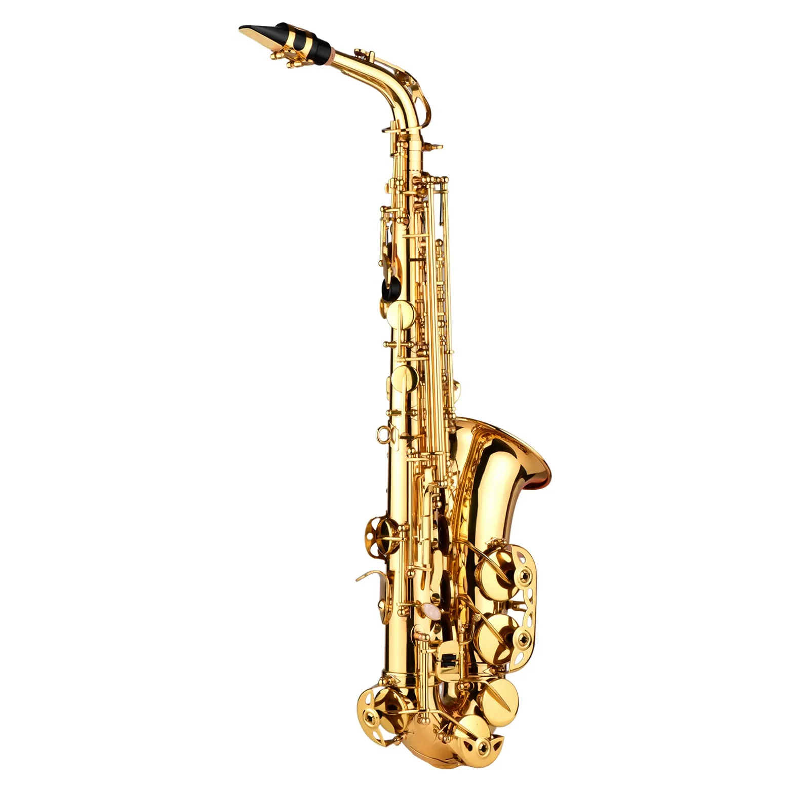 Sax Alto AS200 EB Sassofono Contralto Ottone Laccato Sax Alto Strumento a fiato con Custodia Guanti Cinghie Panno di Pulizia Spazzola