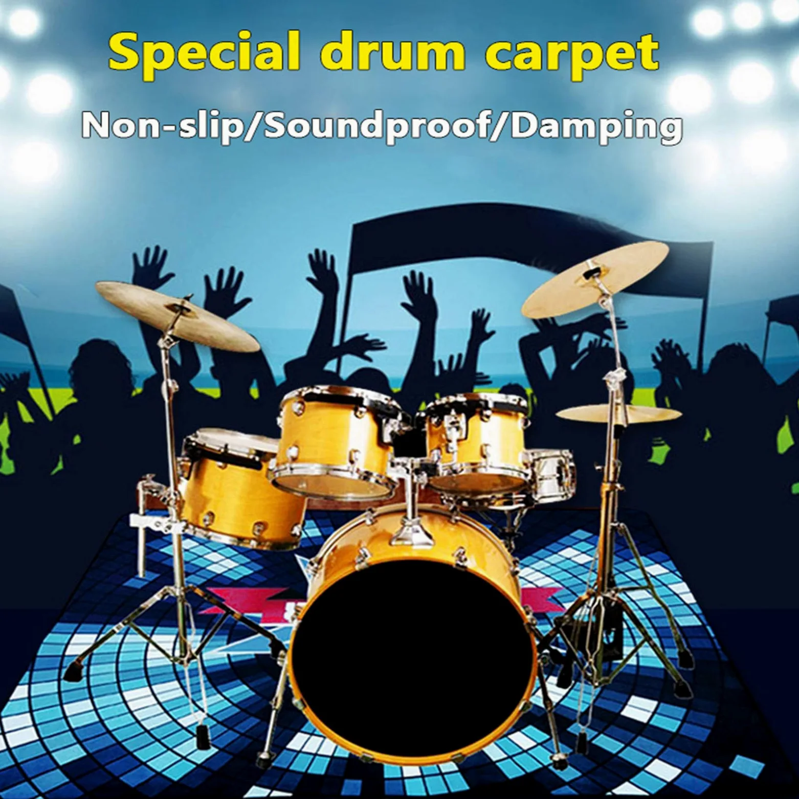 Tappeto Batteria Tappeto per Batteria Elettronica Tappetino Insonorizzato Drum Rugs Drum Carpet Drum Tappeto Coperta Grancassa Rullante Tamburo Jazz Tappetini Tappeti Rettangolari Antiscivolo