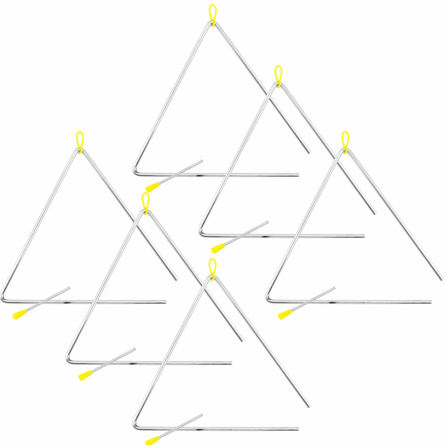 TIGER TRI28-6-MT - Strumenti triangolari Samba da 30,5 cm - Triangoli in acciaio resistenti con attacco in metallo, ideali per scuola, banda o uso domestico, confezione da 6