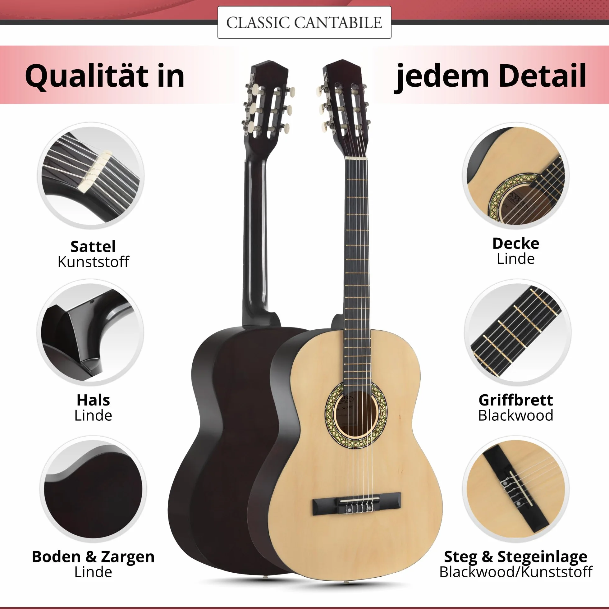 Classic Cantabile Acoustic Series AS-851-L Chitarra classica 7/8 per mancini