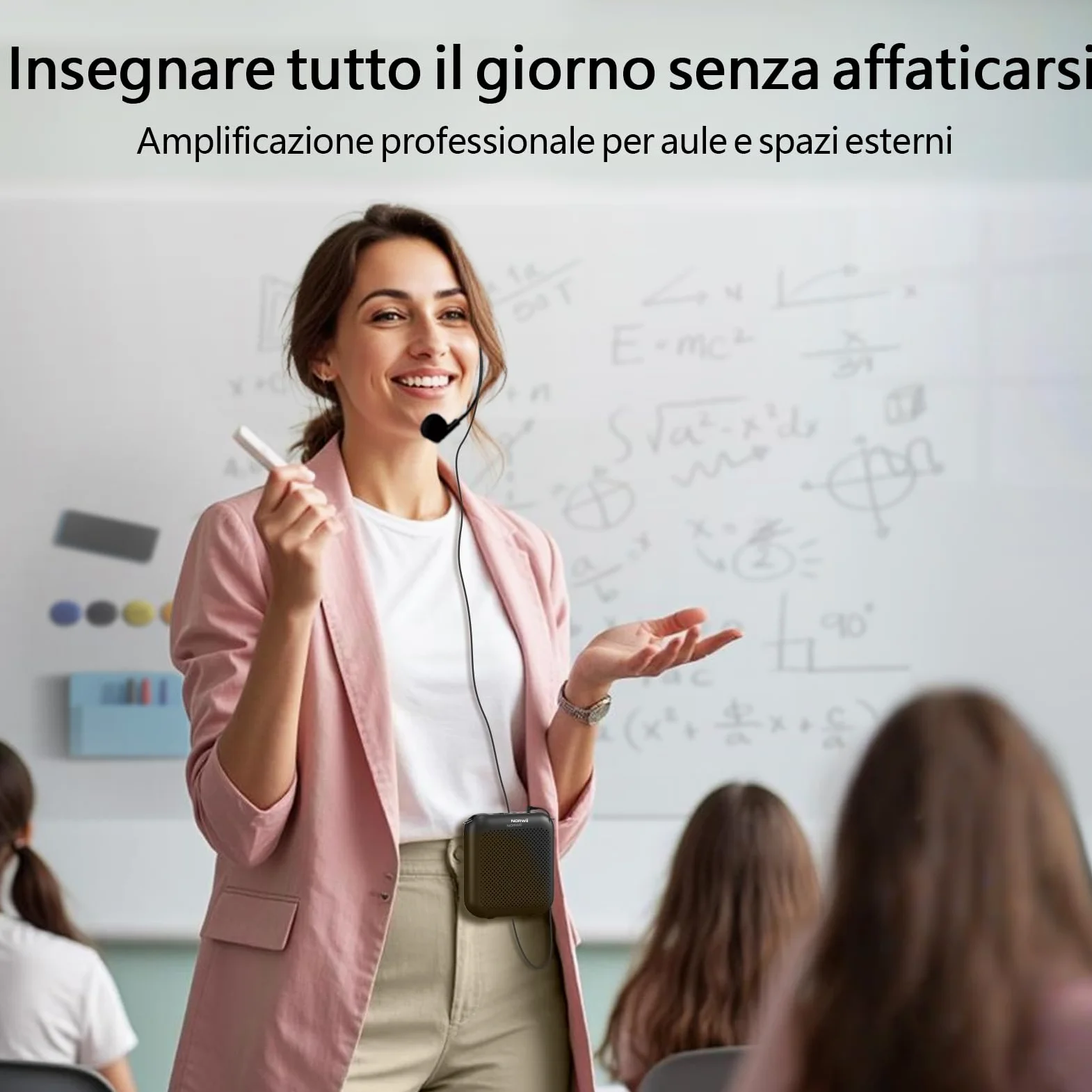 Norwii Amplificatore Vocale Portatile con Microfono Auricolare Cablato e Cintura, Mini Ricaricabile Altoparlante per Insegnanti, Guida Turistica, Allenatori, Presentatori, Riunione, Yoga