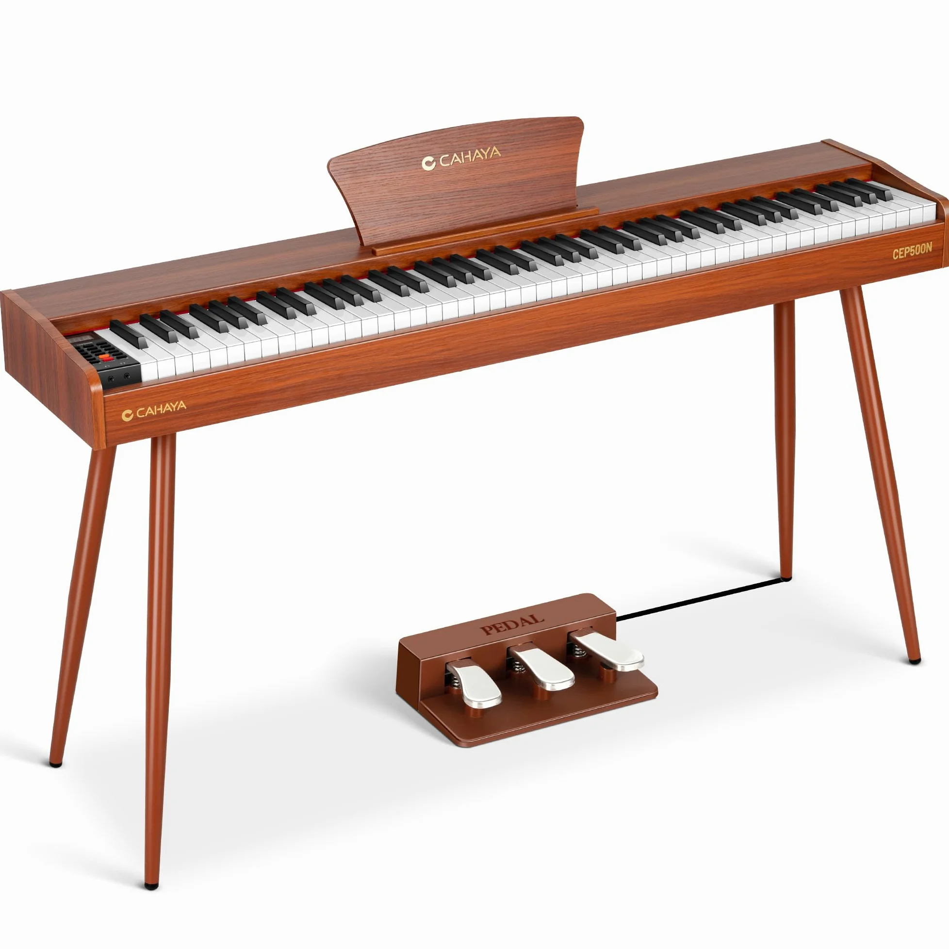 CAHAYA Pianoforte Digitale 88 Tasti – Piano Elettrico a Grandezza Naturale con Tasti Pesati, Corpo in Legno, 380 Suoni, Triplo Pedale per Principianti, Supporta USB-MIDI