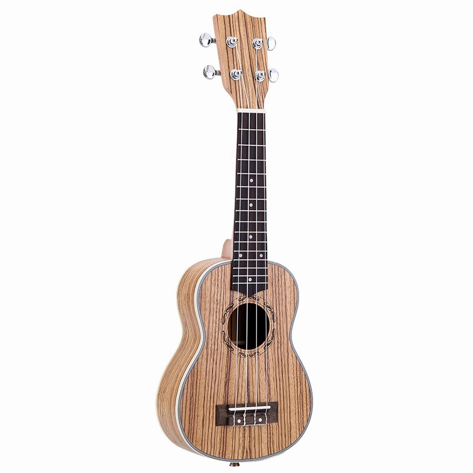 Ukulele 21 "Ukulele Acoustic Ukelele Zebrawood 15 Fret 4 String Ukulele 21" Strumento A Corda Musicali Concerto Ukulele