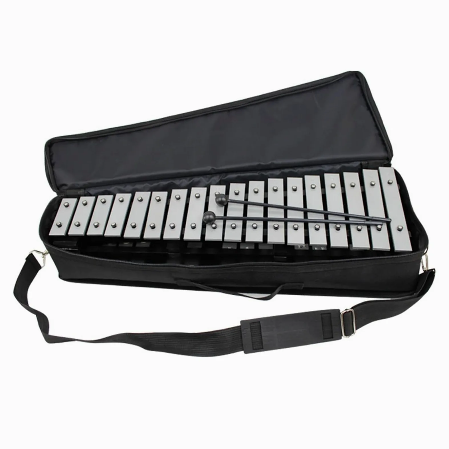 BABYCE Strumento Xilofono Pianoforte Professionale con Piastra in Alluminio Pieghevole A 30 Toni per L'insegnamento del Carillon, Strumento A Percussione, Pianoforte con Piastra in Alluminio