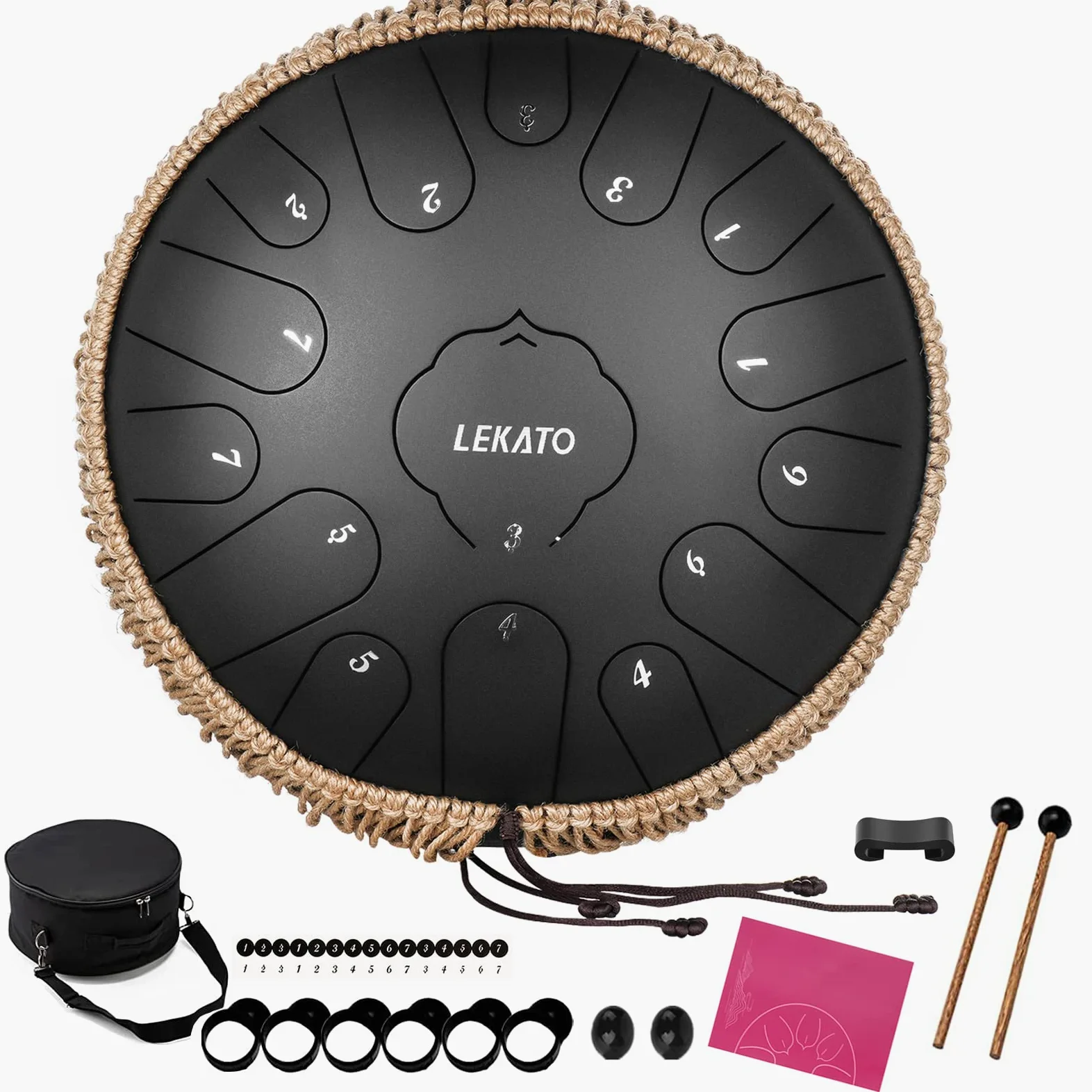 LEKATO - Tamburo linguistico in acciaio, 33 cm, 15 note, chiave di C, per principianti/professionale, per meditazione, yoga, educazione musicale, ottimo regalo per la mamma