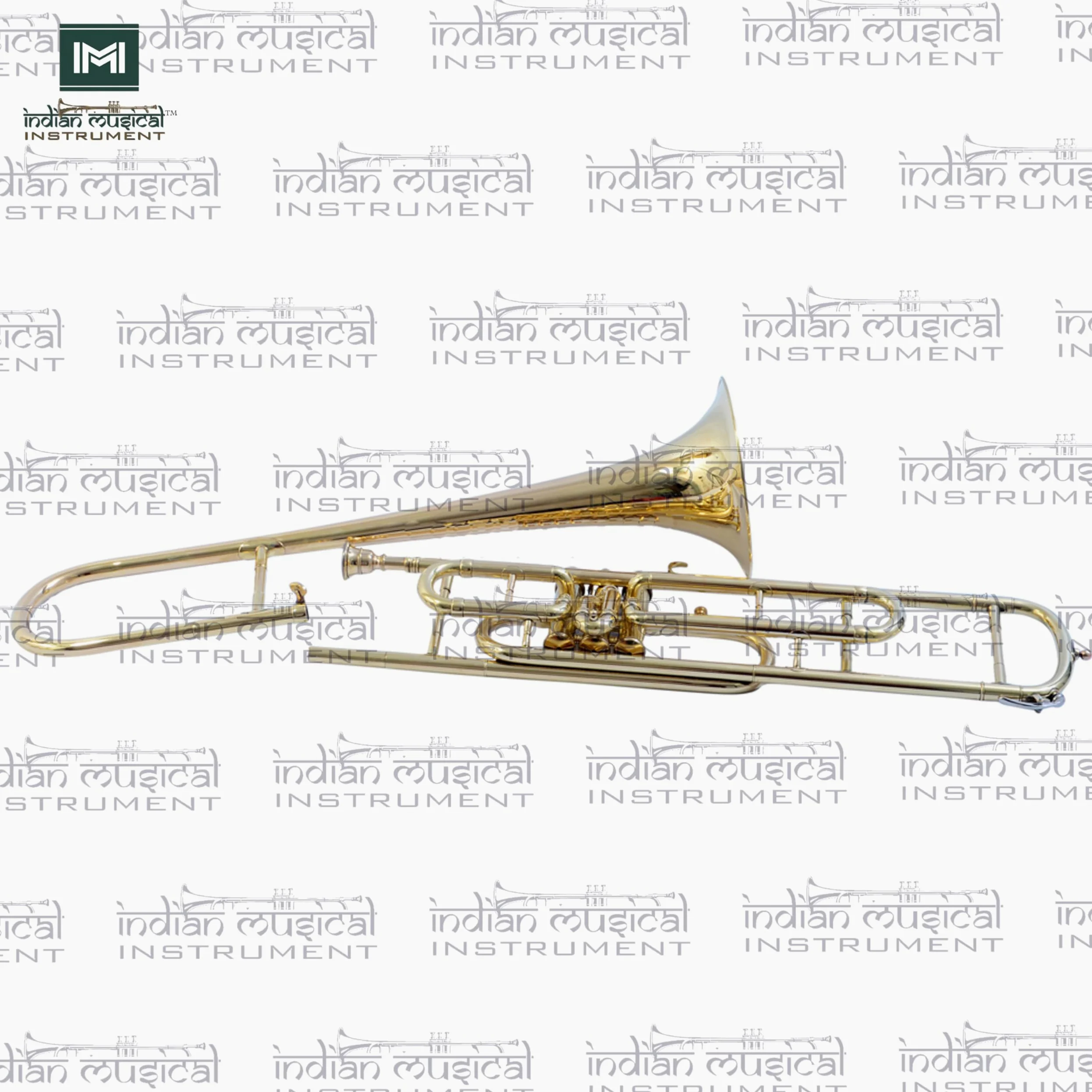 Valvola trombone, passo BB, qualità in ottone con custodia per il trasporto e bocchino incluso (oro)
