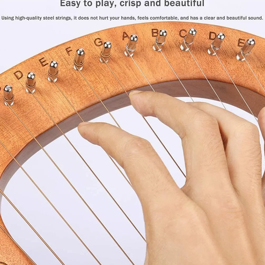 Arpa a lira, strumento a corda in legno con chiave di accordatura e manuale di istruzioni per principianti e amanti della musica