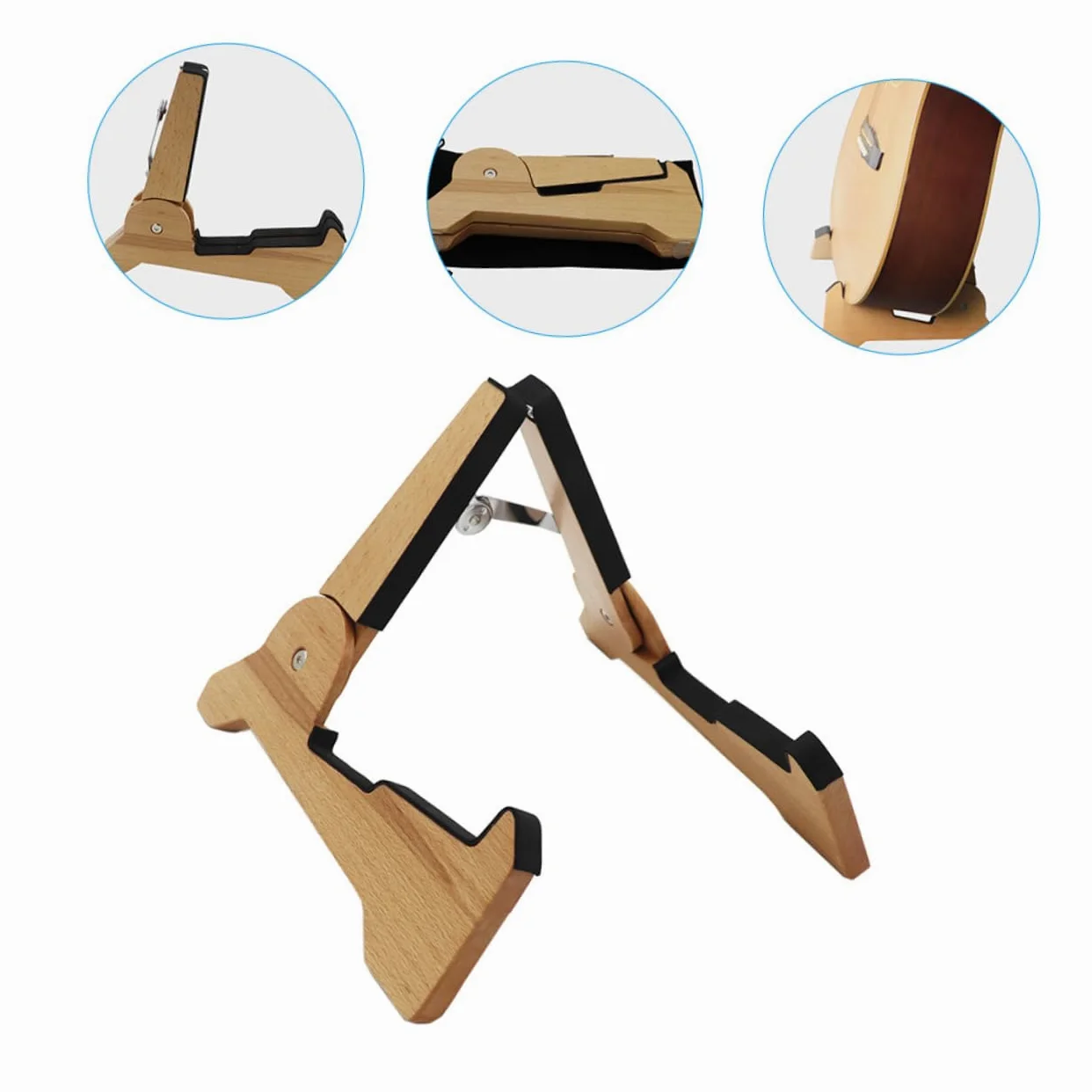VICASKY Supporto di Chitarra per Leggero Legno in Pieghevole e Staccabile Basso e Violino , per Casa e Negozio Strumenti Musicali