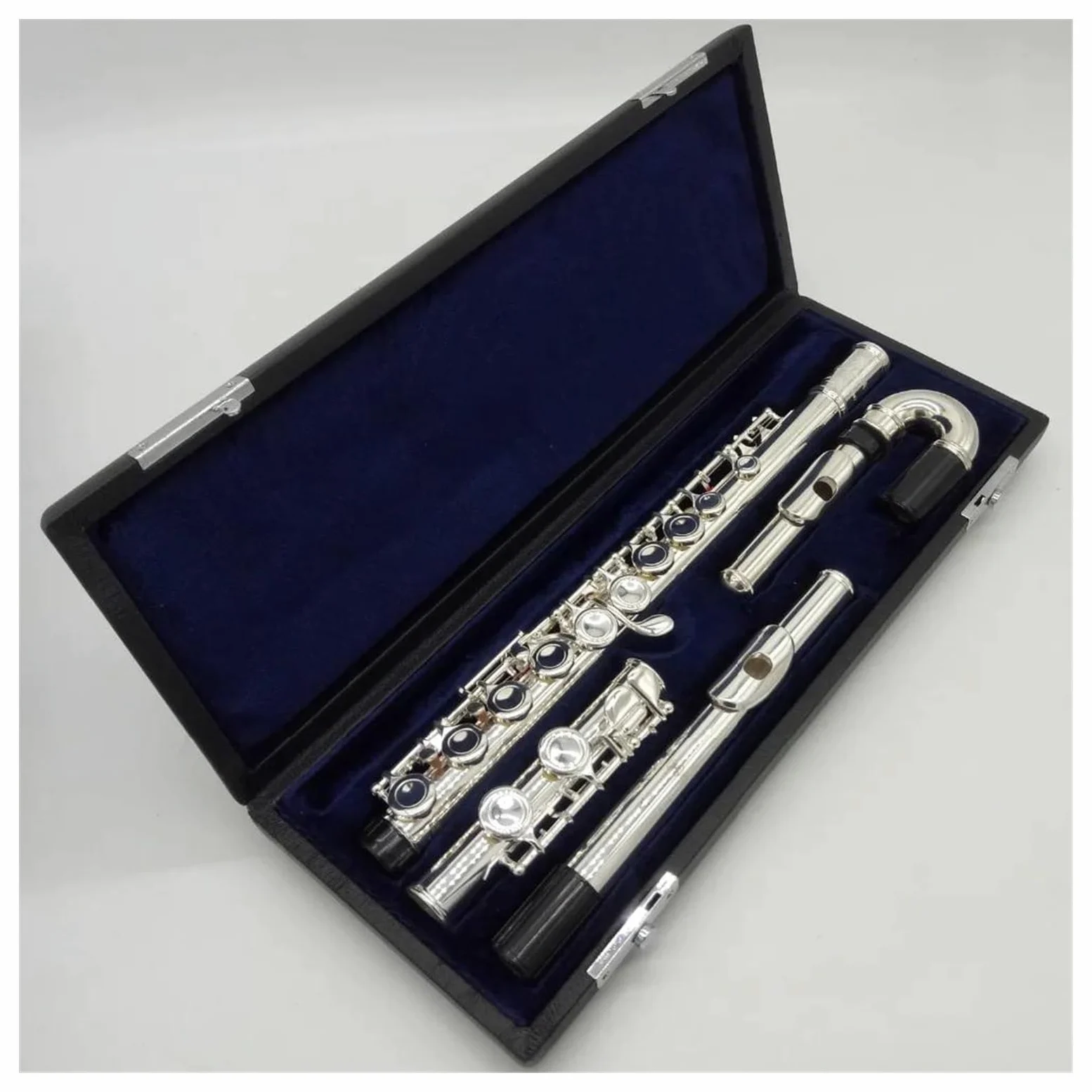 Flauti Placcati In Argento Strumento Per Studenti Flauti Con Testata Curva 16 Fori Chiusi Chiave E Con Custodia Flauto Traverso Kit