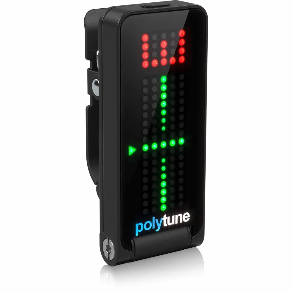 TC Electronic POLYTUNE CLIP NERO Accordatore a clip polifonico nero brillante con accordatura stroboscopica