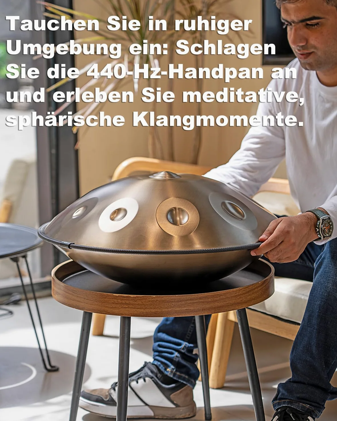 Strumento Handpan 440 Hz Re Minore 22 Pollici Tamburo in Acciaio Handpan Tamburo a Mano 9 Note 10 Note 12 Note Guarigione Sonora Per Principianti (Oro, 9Y)