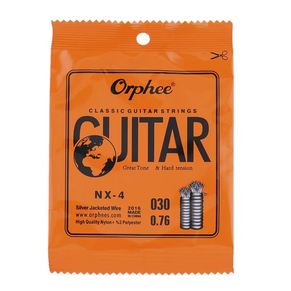 10 corde per chitarra classica NX35 con nucleo in nylon trasparente placcato argento, 4a e quarta D, 76,2 cm