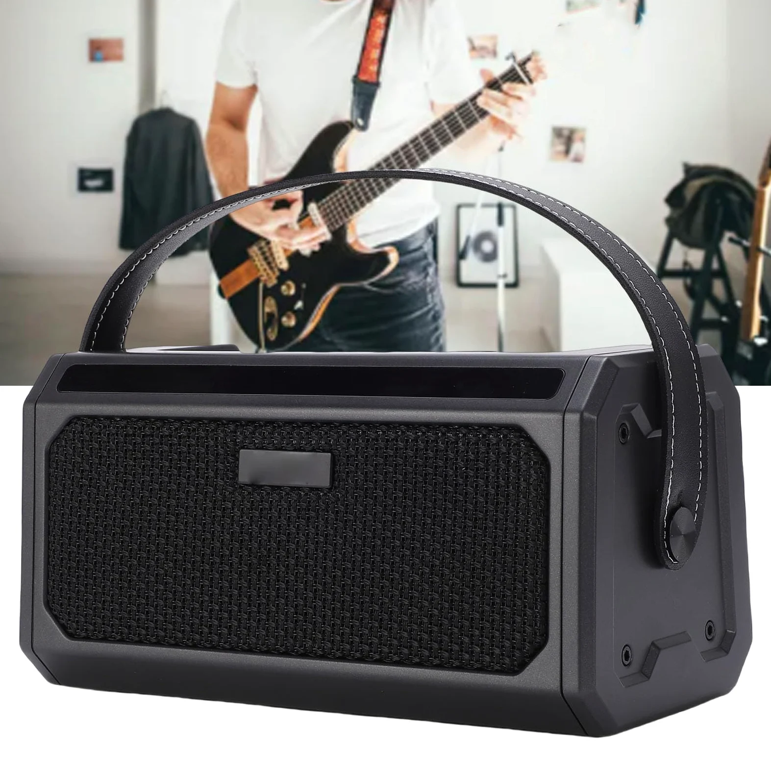 Amplificatore per Chitarra Elettrica, Amplificatore per Esercitazione per Chitarra Elettrica Ricaricabile, Altoparlante Portatile, Piccolo Portatile con Jack per Cuffie, Ideale per