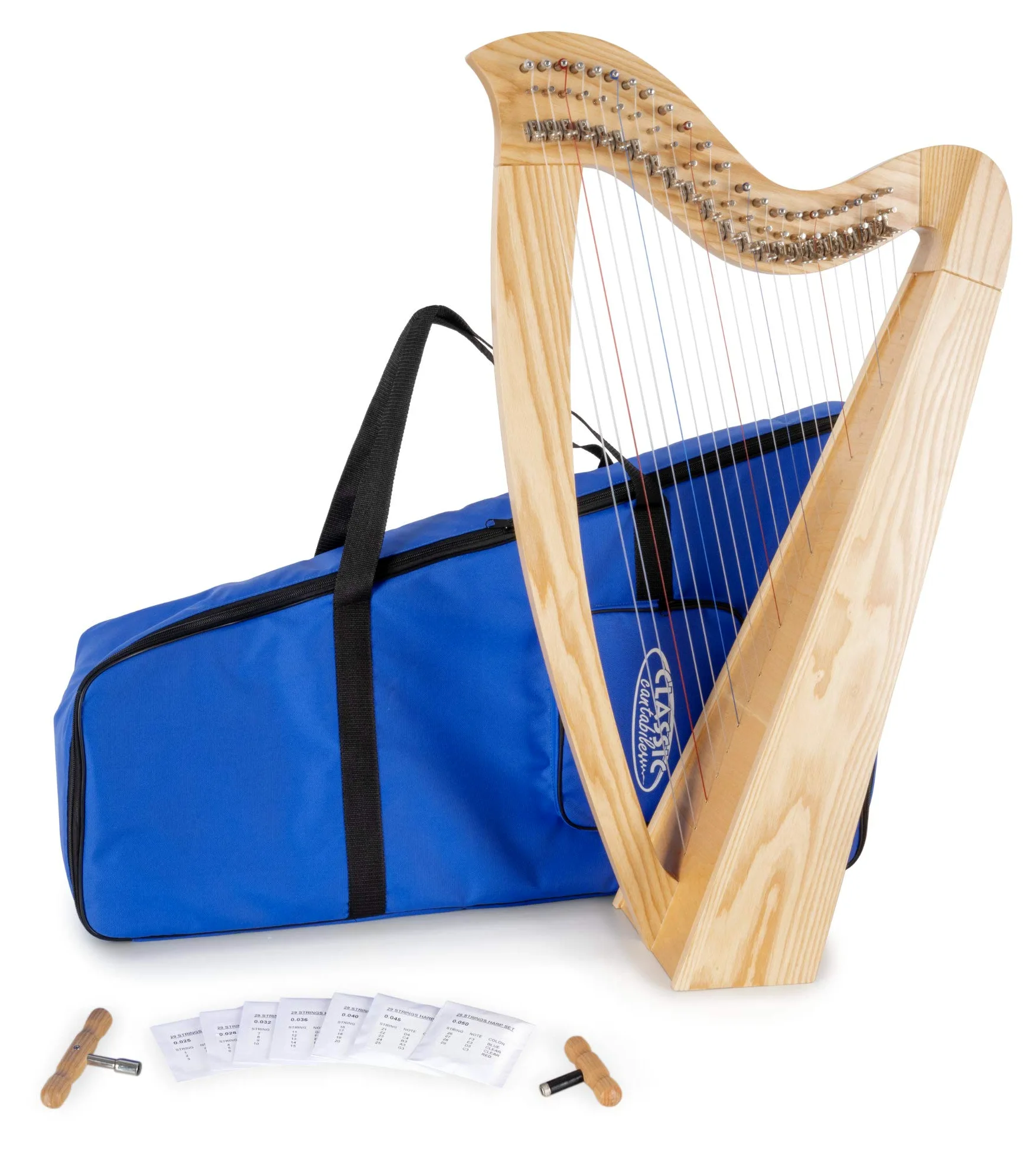 Classic Cantabile H-22 Arpa Celtica 22 corde in Mi bemolle maggiore, meccanica a semitoni, legno di frassino, inclusa borsa e 2 chiavi, altezza 83,5 cm.