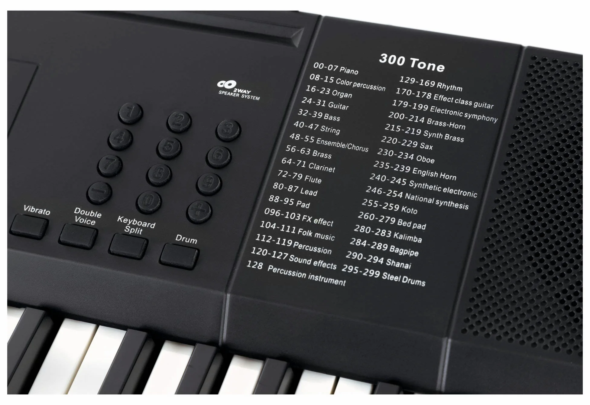 FunKey 61 Edition Nero, 300 suoni, 300 ritmi, 40 brani demo, Metronomo | Sustain, vibrato, double voice, trasposizione, split tastiera, intro/ending, drum, Funzione di registrazione, Uscita cuffie