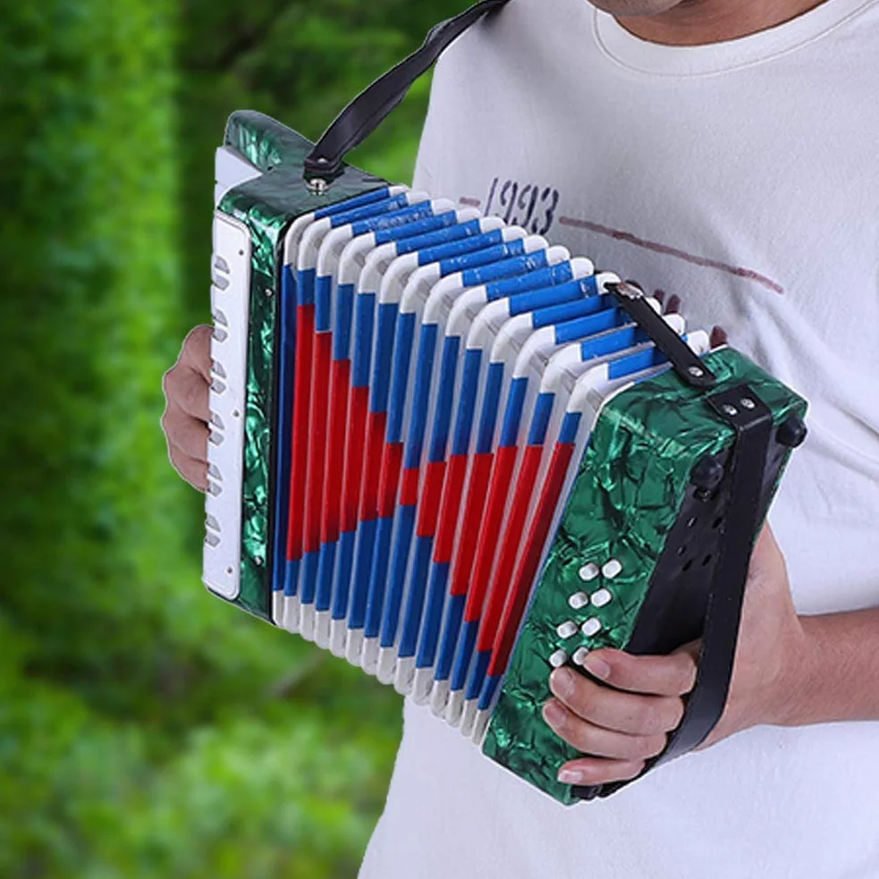 Vendite Pazze Fisarmonica a pianoforte per strumenti musicali a fisarmonica a pianoforte a 8 bassi per principianti per studenti(verde)