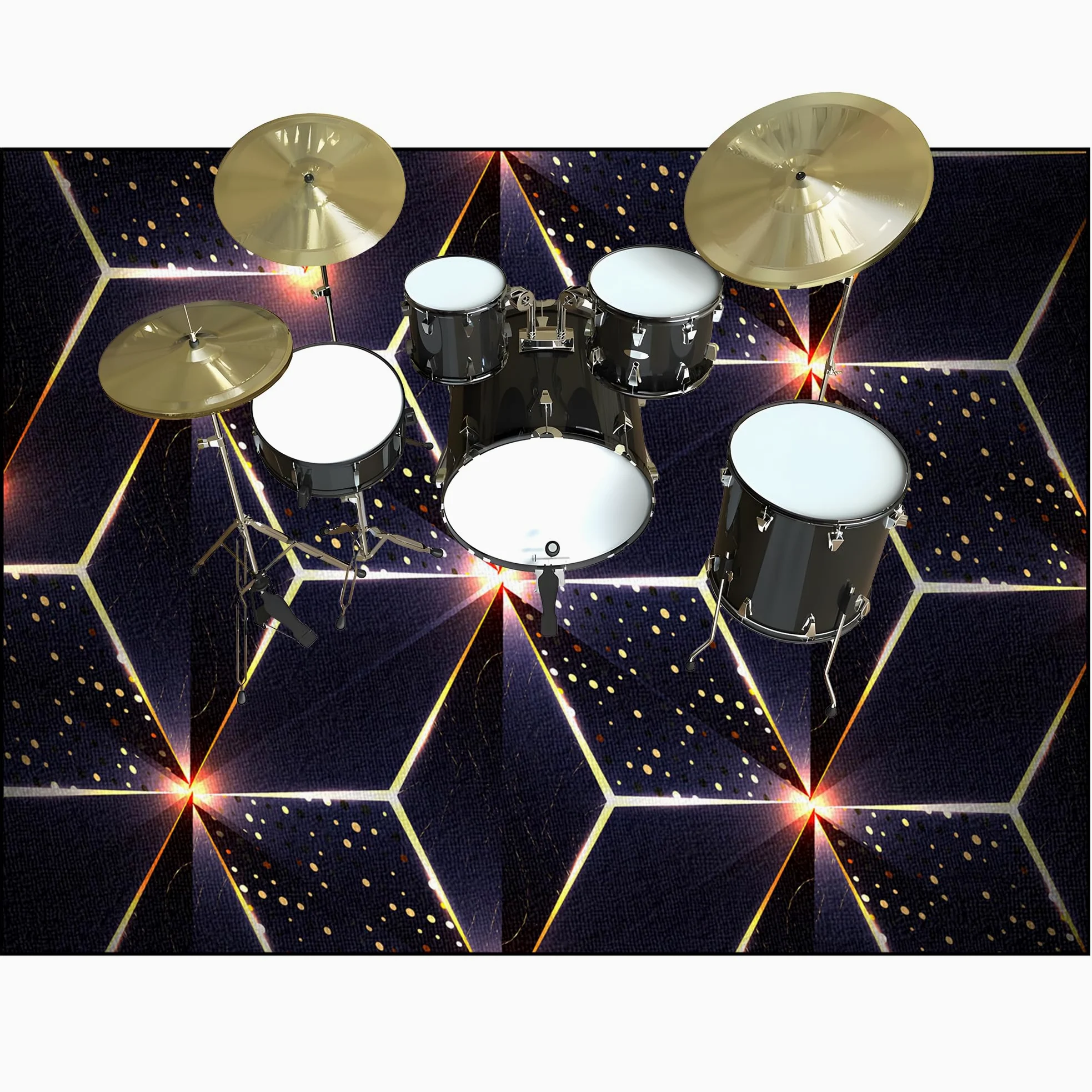 Tappeto per Batteria Acustica Tappeto Drum Antiscivolo Tamburo Tappeto, Tappeto Batteria Elettronica Professionale Assorbimento degli Urti Insonorizzato Antiscivolo Tappeto a Tamburo 200 x 180 cm