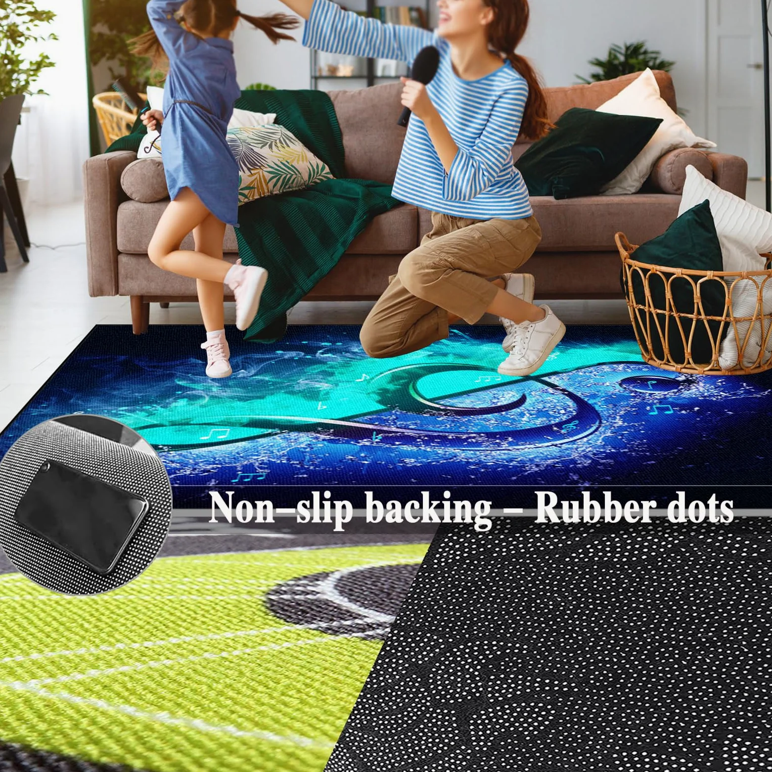 Tappeto Drum, Tappeto Batteria, Tappetino Antiscivolo Insonorizzato, Tappeto a Tamburo, Tappetino per Batteria Elettronica, Drum Carpet per Batteria Elettronica Grancassa Rullante 120 x 100 cm