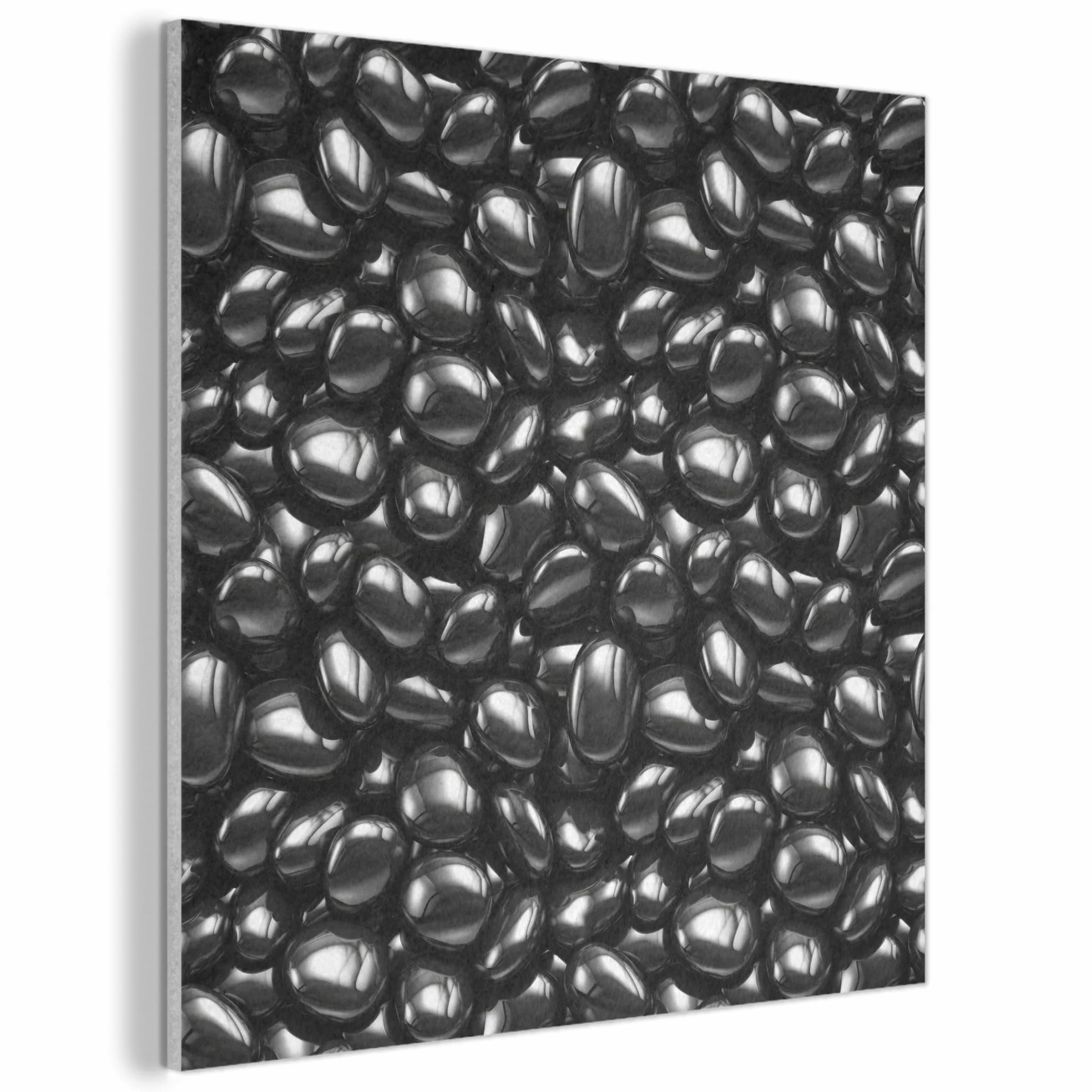 MuchoWow© Pannelli Fonoassorbenti Parete Acustici 90x90 cm Insonorizzanti Pannello Fonoassorbente Design Isolante Acustico Fonoisolanti Insonorizzazione Stanza Nero - Lucido - Pietre