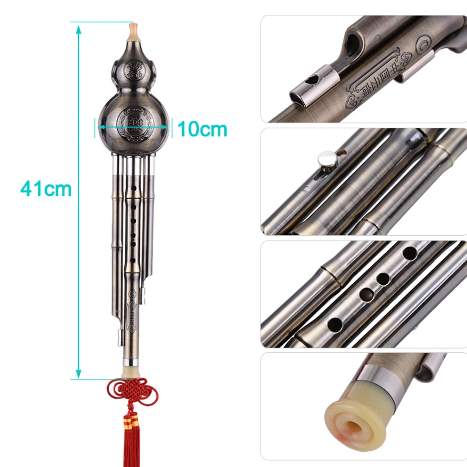 TsoLay Flauto principiante Metallo Hulusi Cinese Tradizionale Hulusi C Chiave Flauto Strumento di Metallo Zucca Cucurbita Flauto Alluminio Rame Placcato Flauto Principiante Flauto Strumento Musicale