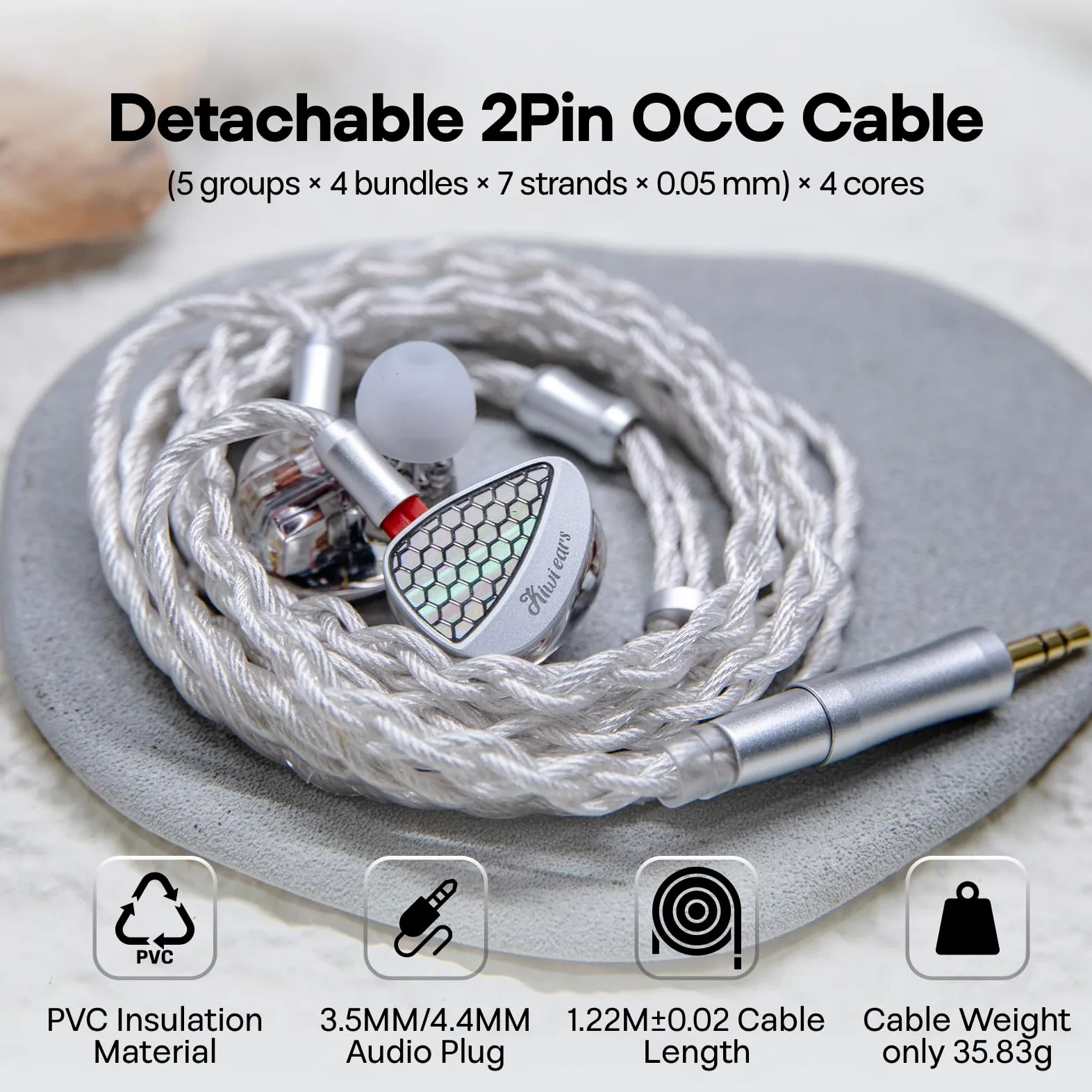 Linsoul Kiwi Ears Orchestra II 10BA In Ear Monitor Professionale,Cuffie IEM con Cavo HiFi con Equilibrio Tonal Superlativo,Alloggiamento Artigianale per Tutti gli Individui e Generi Musicali (Argento)