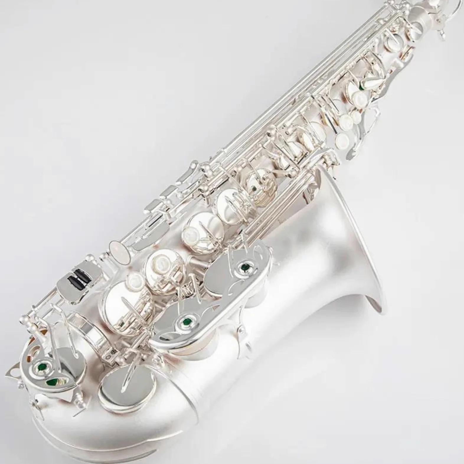 Sassofono Contralto per Studenti, accordatura in Mi bemolle, Sassofono in Ottone Placcato Argento, Strumento Musicale con Custodia in Nylon, bocchino, Grigio Chiaro, Grigio ch,Light Grey