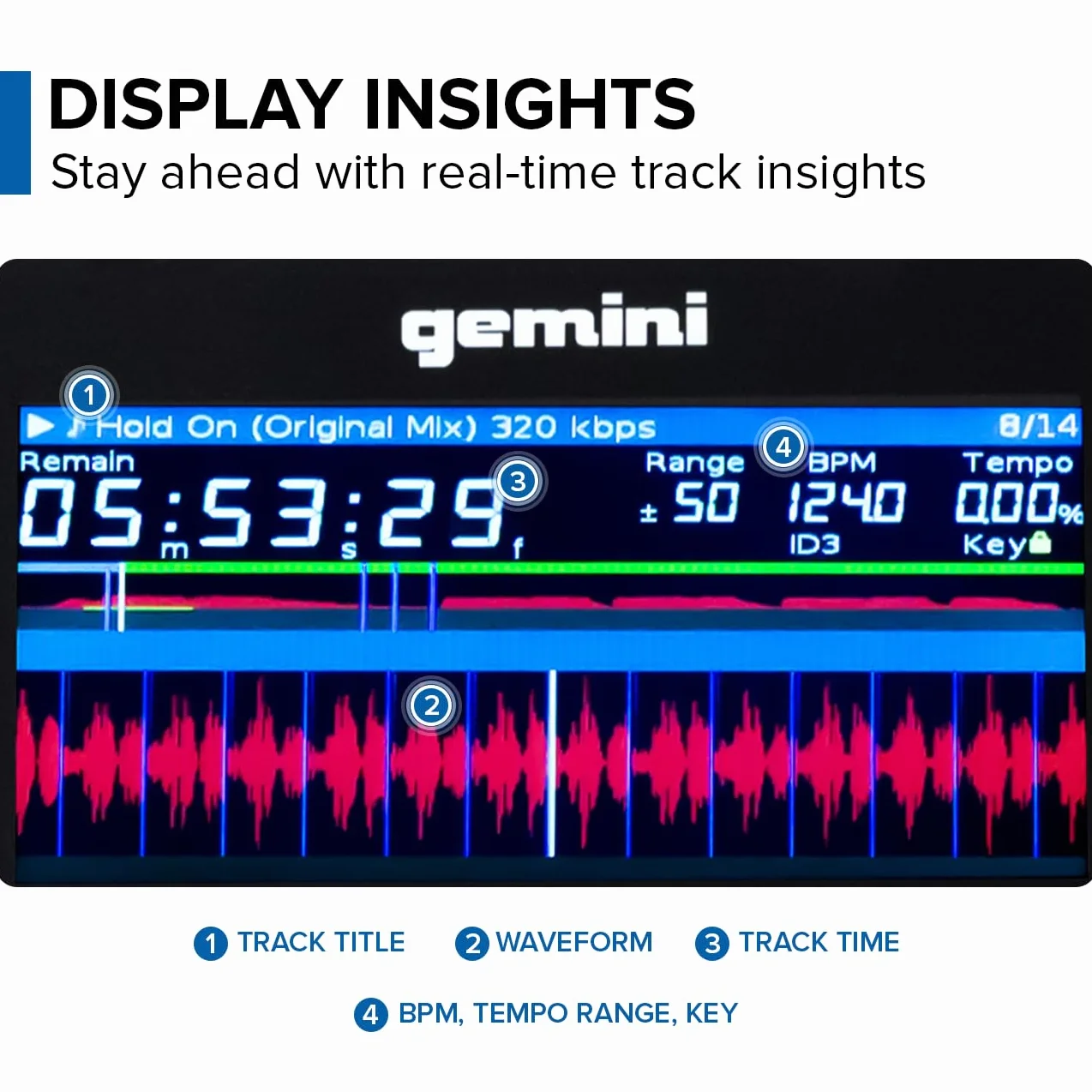 Gemini Sound MDJ-600 - Player Professionale CD / Media con Loop per Auto / Manuale, Schermo a Colori, MIDI, 24 Bit / 192khz Soundcard