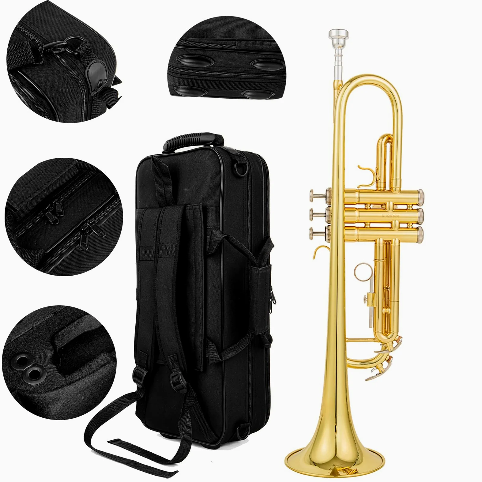 6331 Bb standard tromba leadpipe fosforo coppe per principianti o studenti avanzati caso panno guanti ottone strumenti musicali (ottone oro 6331H)