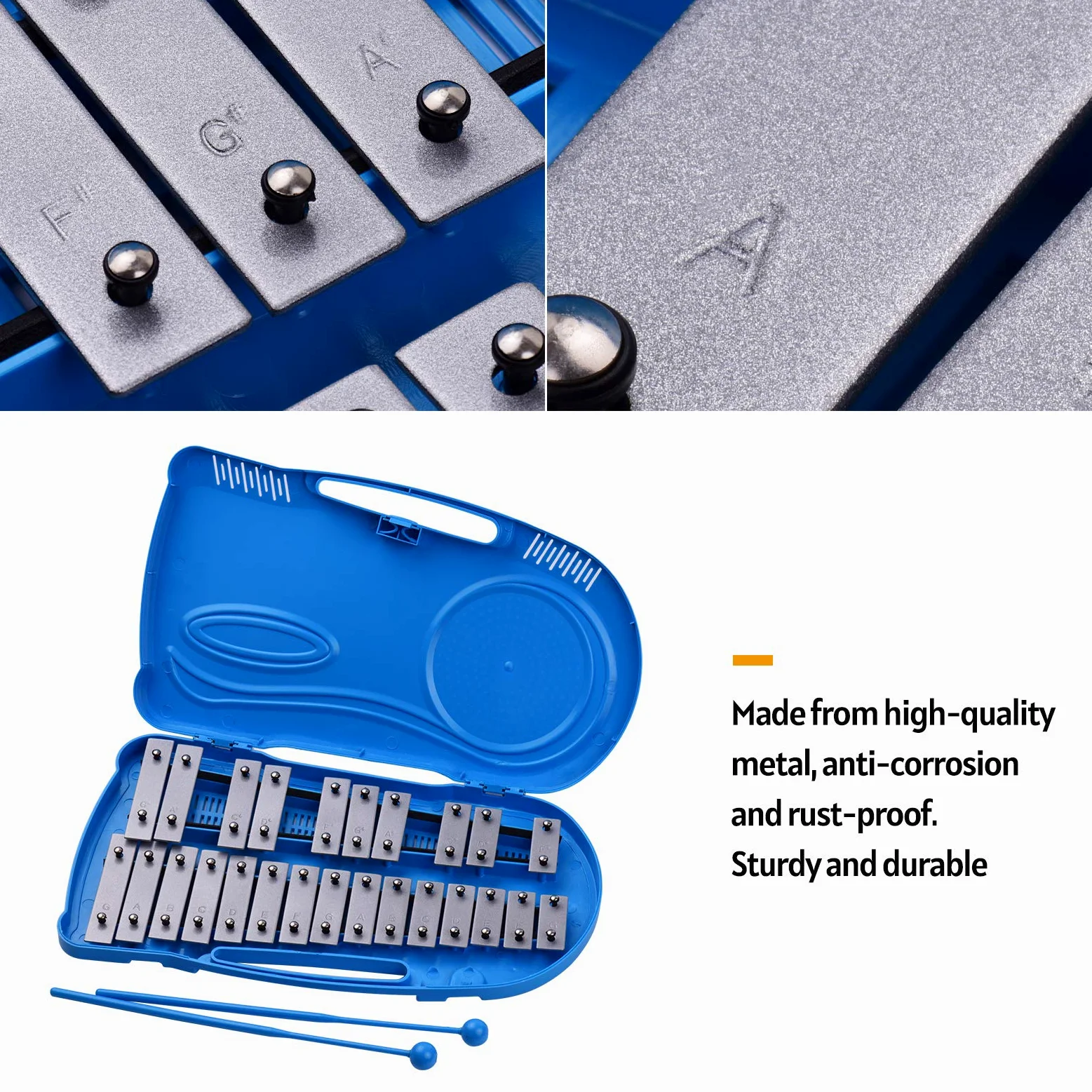 Glockenspiel Mazzuole Professionali 25 Note Glockenspiel Xilofono Strumento a Percussione Strumento di Insegnamento Educativo Precoce con Custodia in Plastica 2 Mallets per