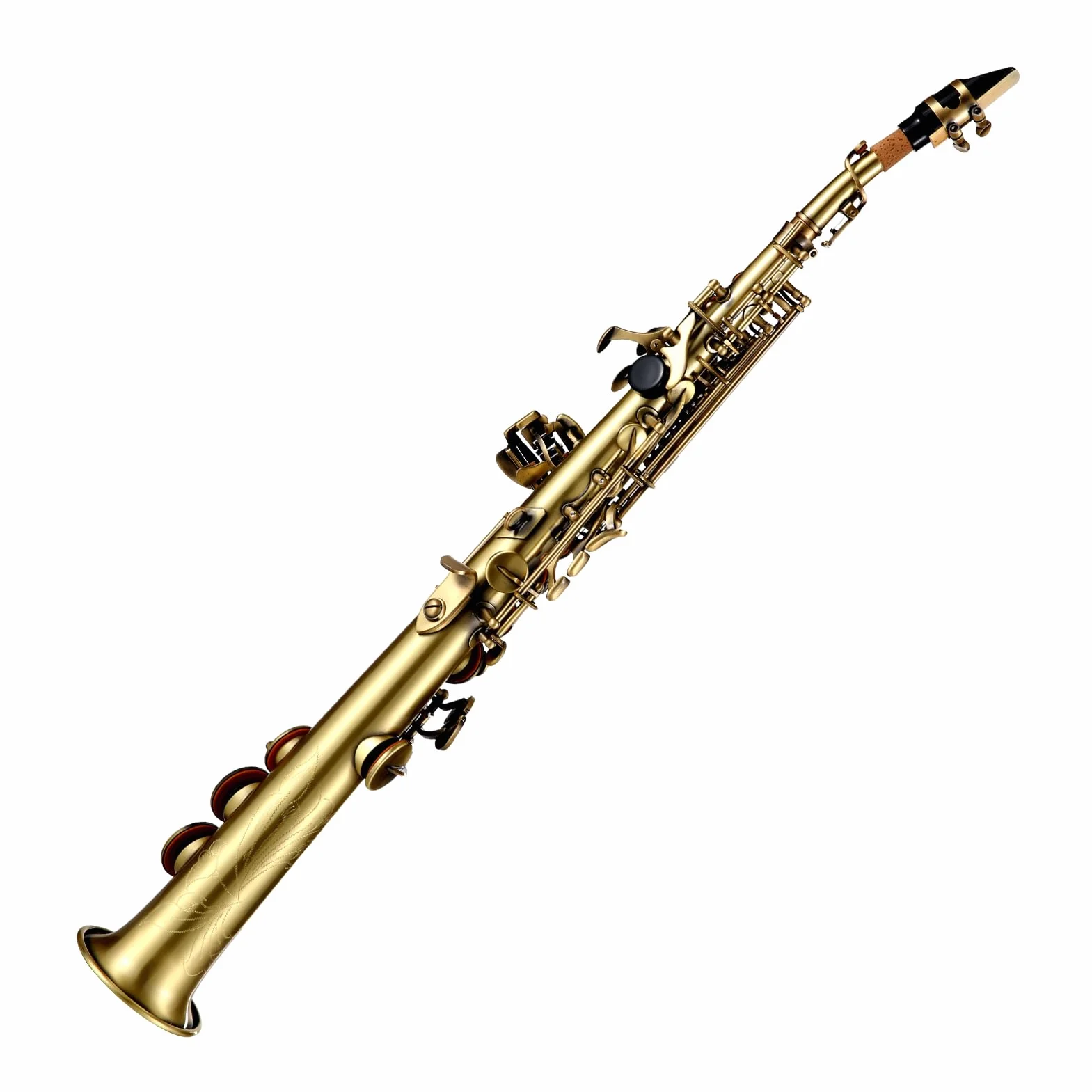 Btuty Ottone Dritto Sib Soprano Sassofono Nichelato Sax Strumento a fiato Modello di intaglio con custodia per il trasporto Bocchino Kit di pulizia per ance Guanti Cinghie Pennello