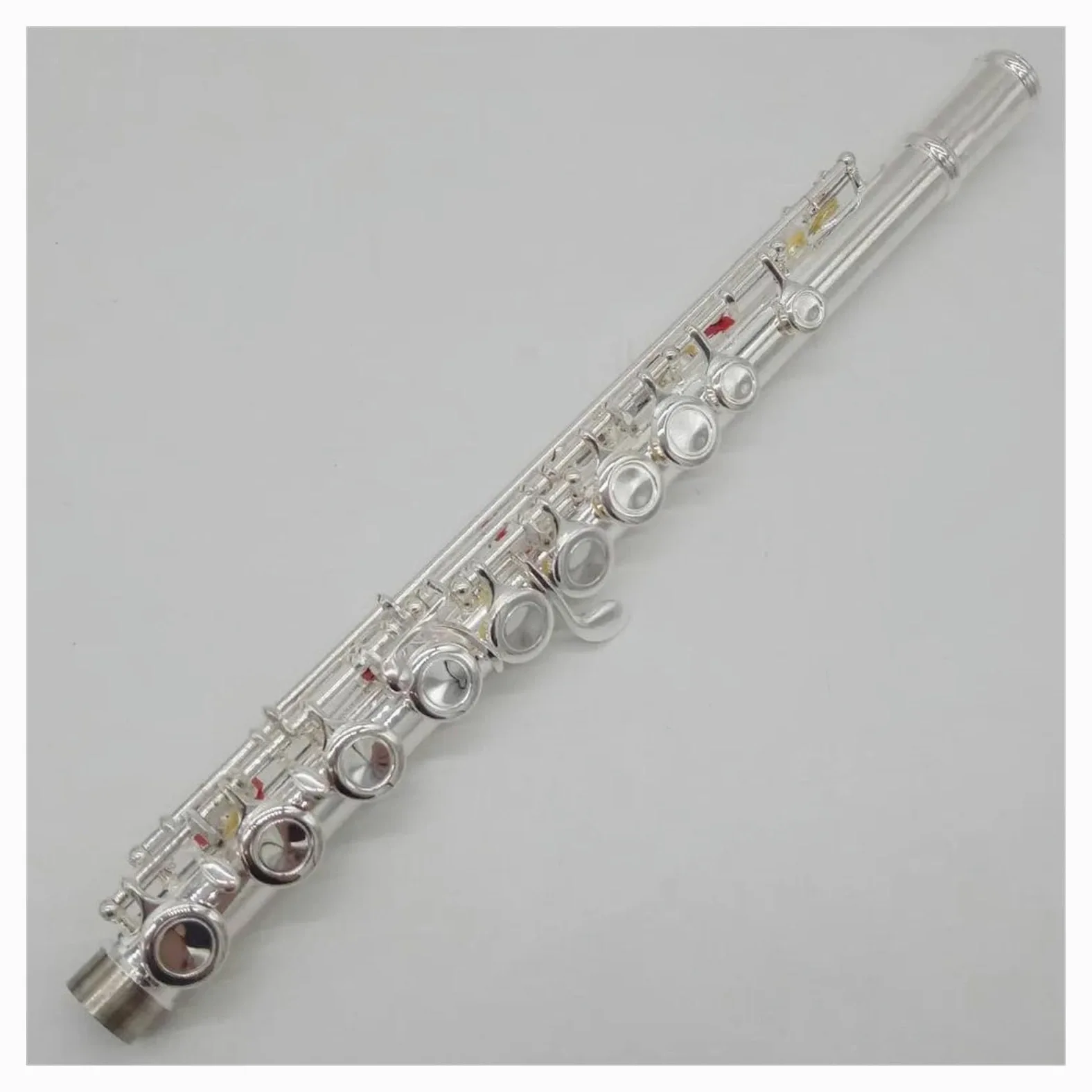 Professionale Flauto Traverso Flauto Placcato Argento Strumento Studente Testata Curva Flauti C Gamba 16 Fori Chiusi Chiave E Flauto