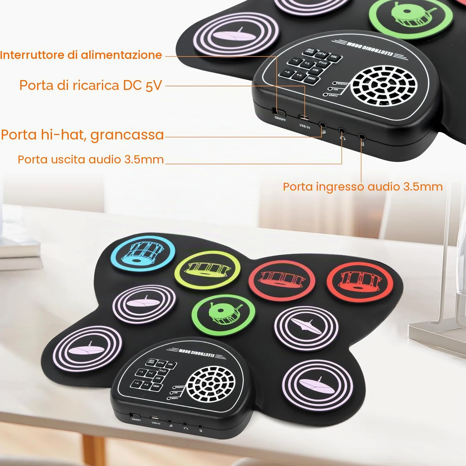 Batteria Elettronica per Adulti e Bambini - Strumento Musicale Professionale con Cuffie, Luci e Effetti Sonori - Ideale per Principianti ed Esperti