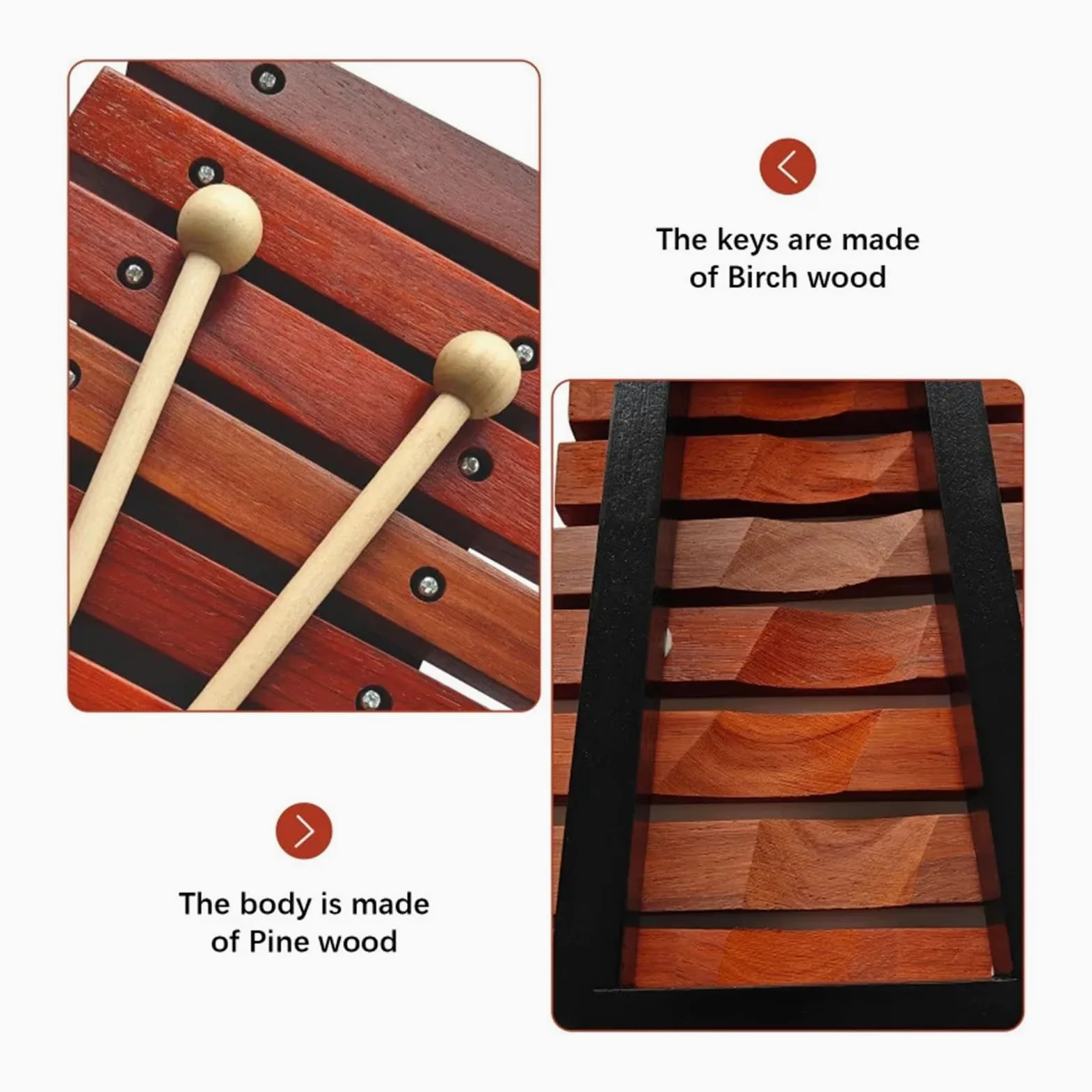 Xilofono Strumento musicale xilofono in legno a 8 note con 2 legni
