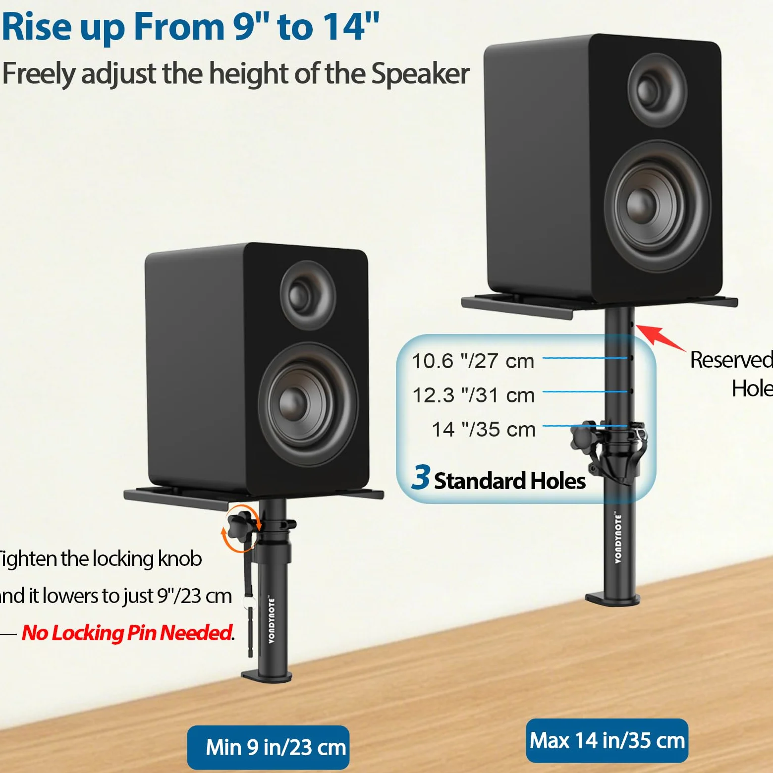 Vondynote Set di 2 supporti per altoparlanti da tavolo per monitor da studio corti regolabili in altezza