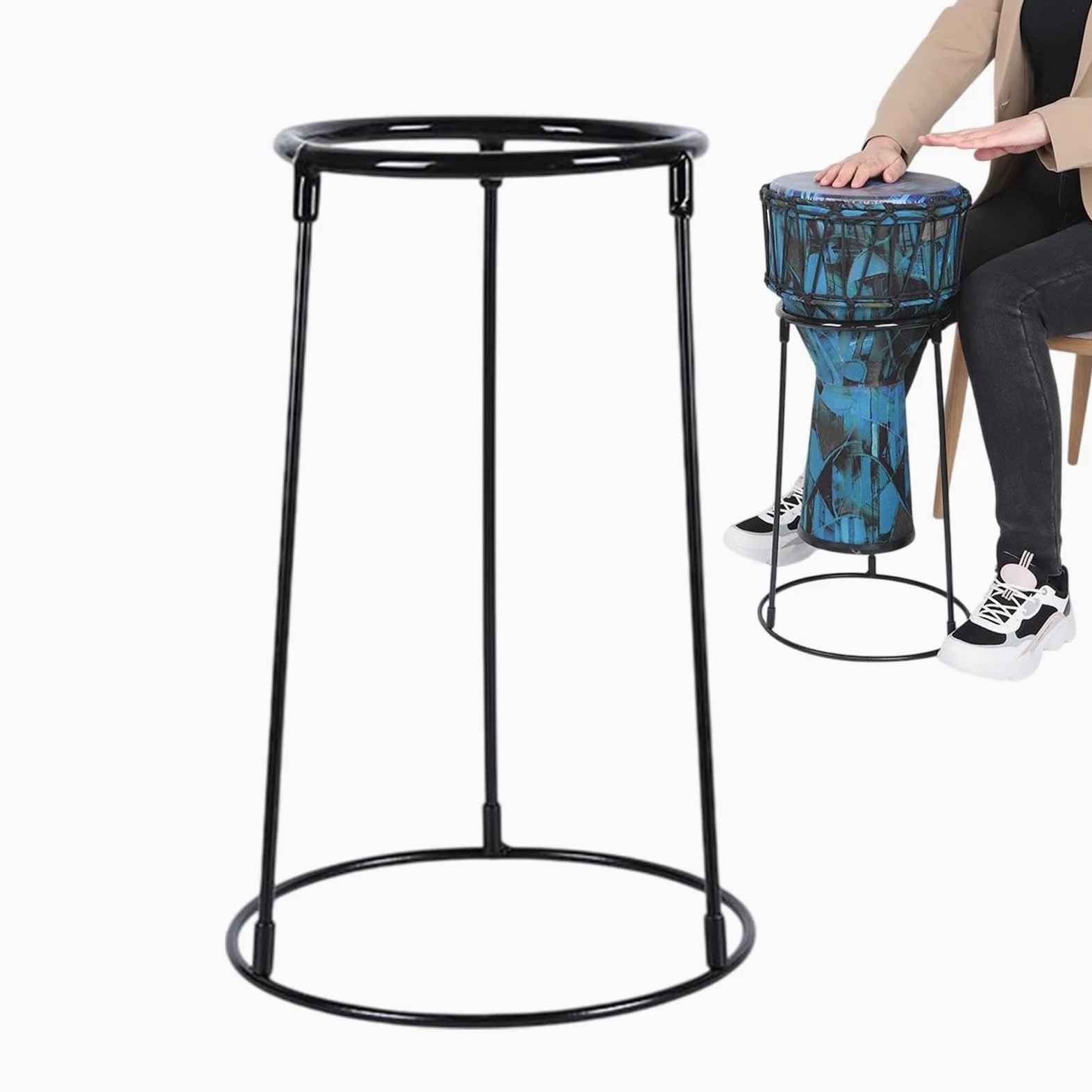 Porta dello strumento a percussione, supporto per tamburi | Supporto per tamburi africani in acciaio carbone regolabile - Raccusta di percussioni nere, forniture per strumenti musicali per