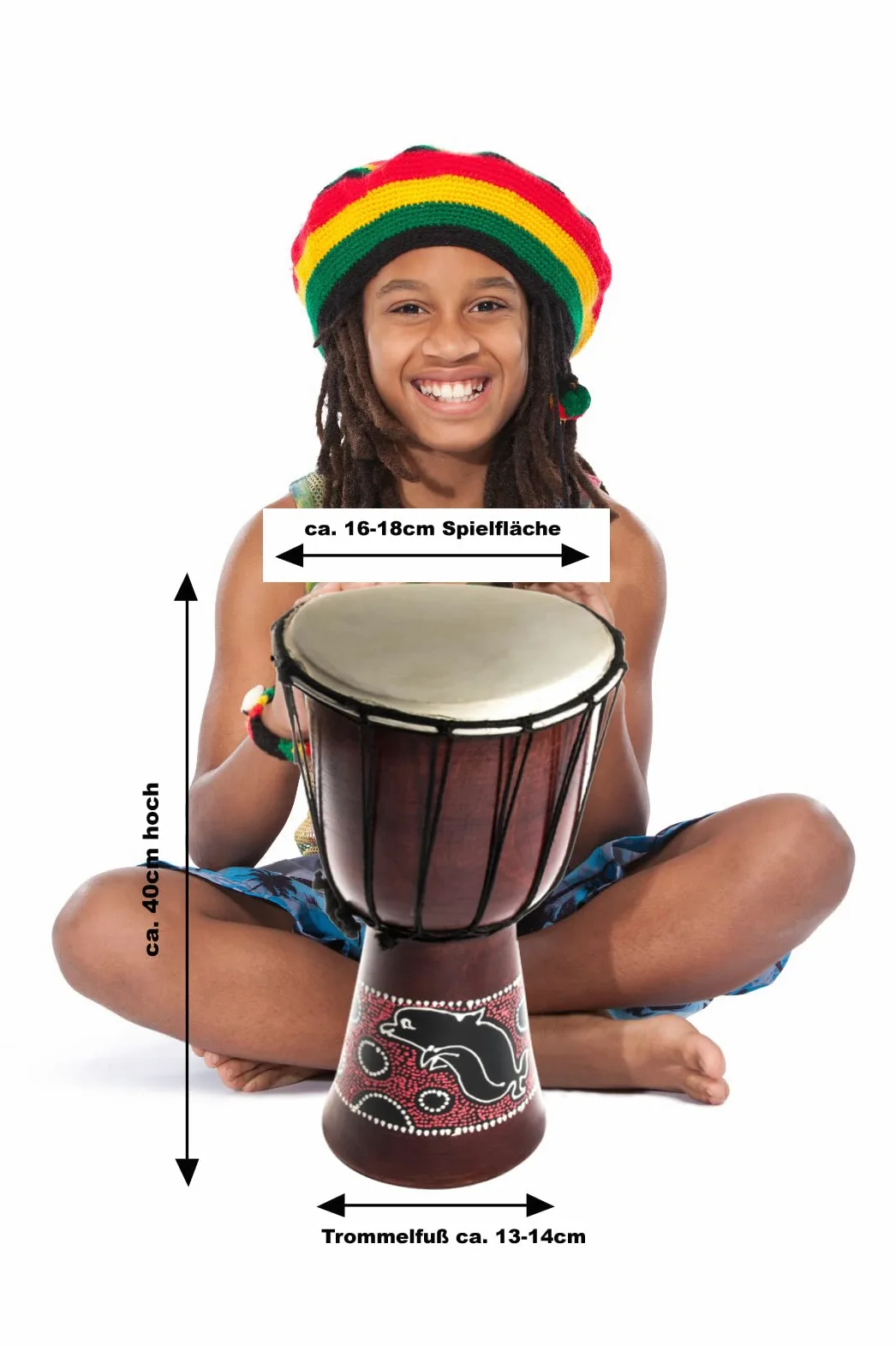 40cm Djembe Trommel Bongo Delfin
